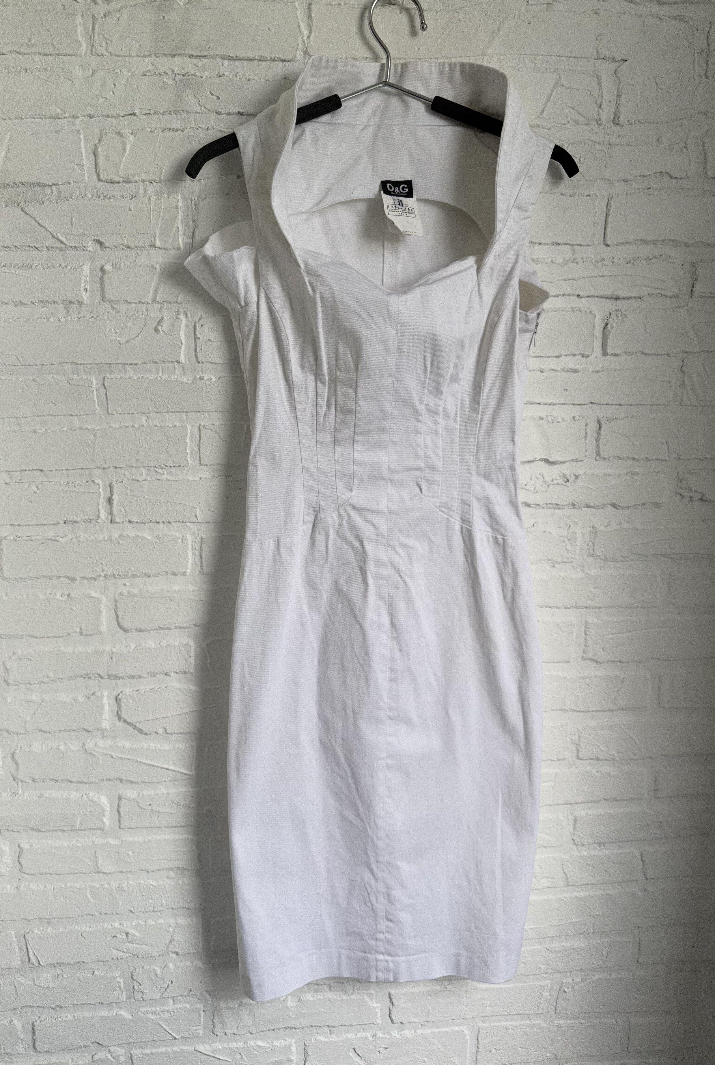 Dolce & Gabbana Vintage D&G Dolce & Gabbana White Fitted Midi Dress Corset Size S / US 4 / IT 40 - 1 Thumbnail
