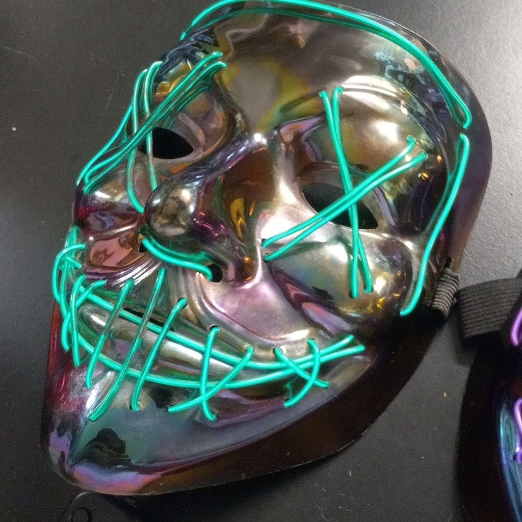 Brixtol Anarchy Iridescence Mask Green and Purple w/ neon lights Size ONE SIZE - 2 Thumbnail