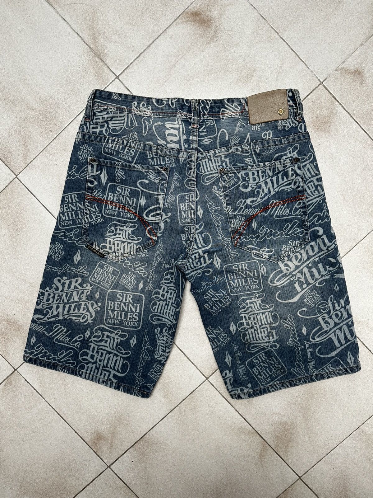 Japanese Brand Sir Benni Miles Baggy Graffiti Denim Shorts-Y2K Streetwear Size US 36 / EU 52 - 4 Thumbnail