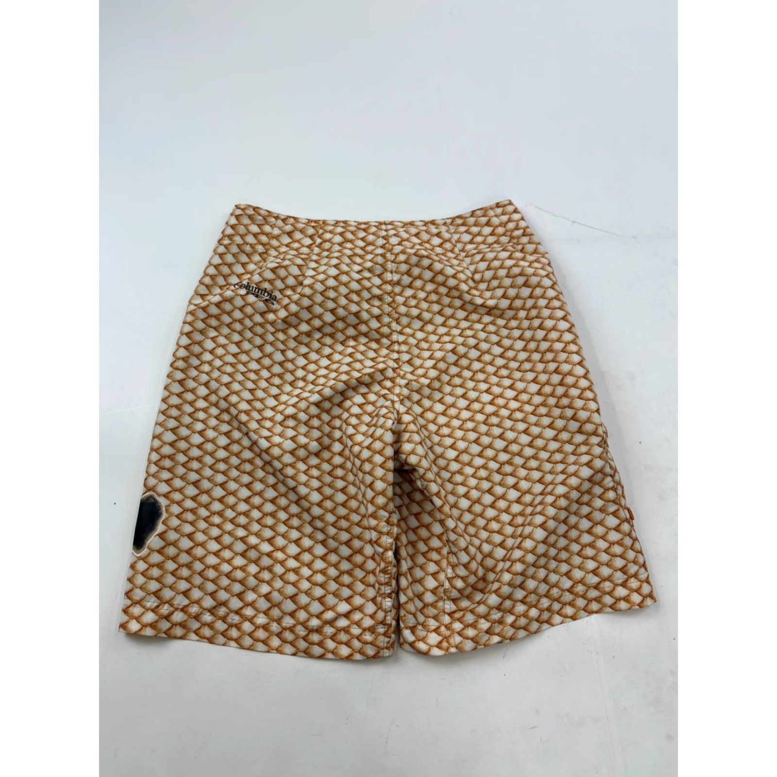 Vintage Columbia Mens Bottom 30 Tan Brown Fish Scale Print PFG Board Shorts Beach Swimwear Geometric Breathing Pockets Size US 30 / EU 46 - 2 Thumbnail
