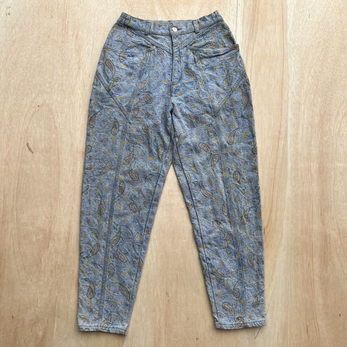 SIMPLE LIFE PAISLEY STITCHED HIGHWAIST BAGGY DENIM