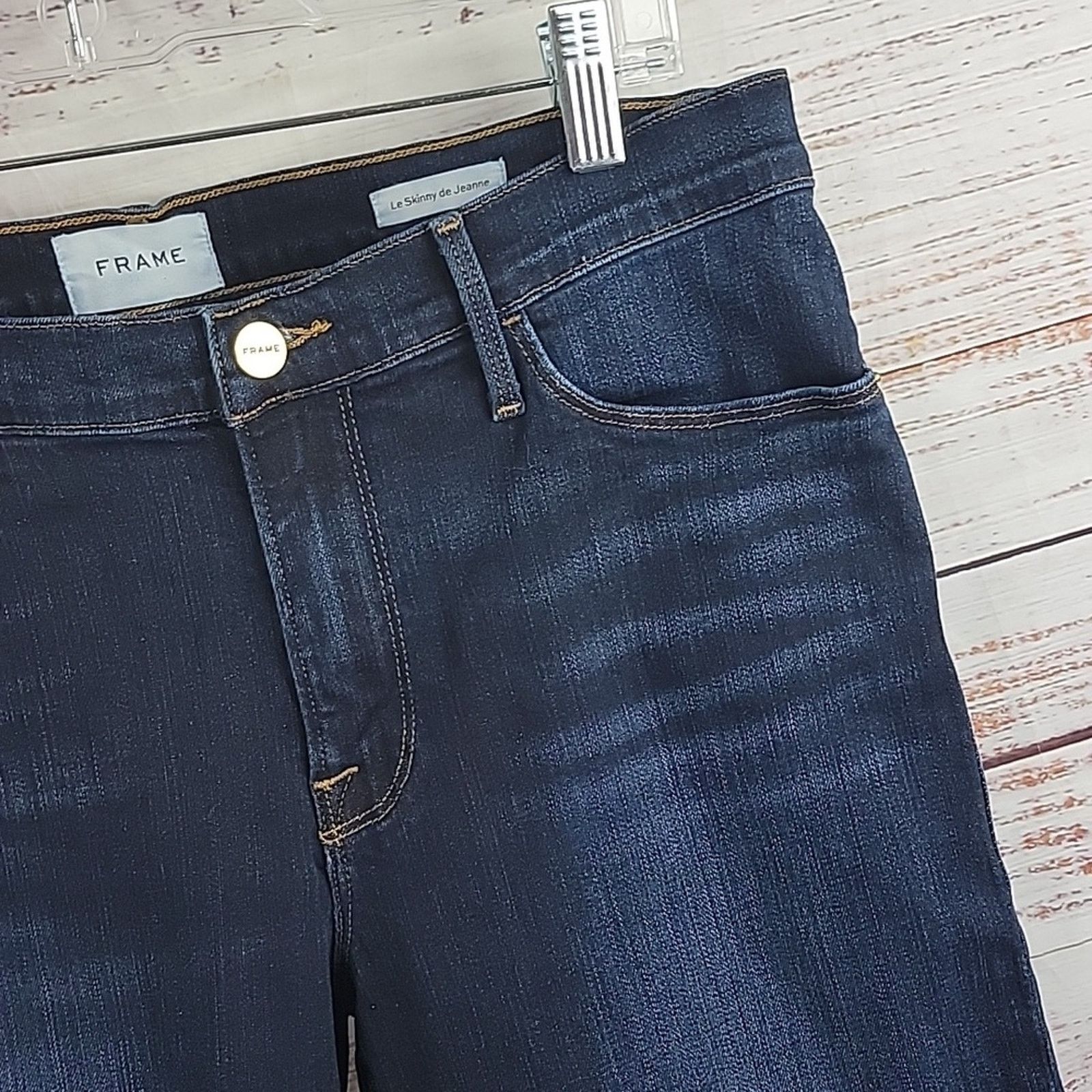 Frame FRAME Le Skinny de Jeanne Dark Wash Mid Rise Jeans 30 Size 30" / US 8 / IT 44 - 10 Thumbnail