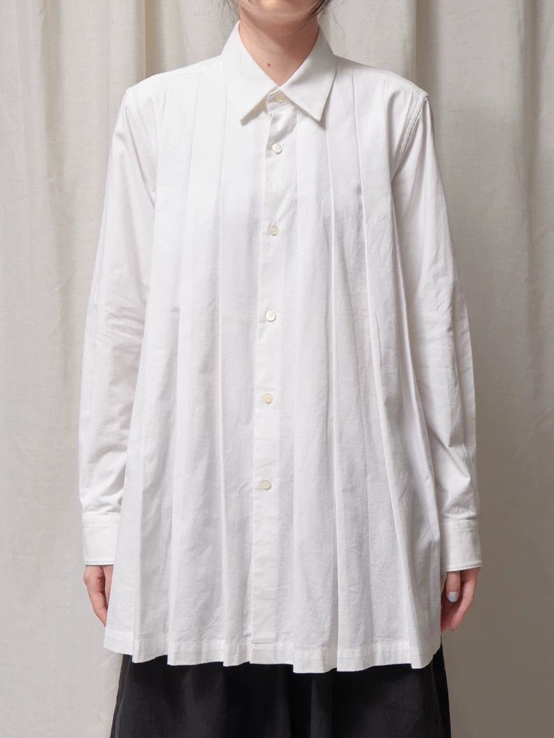Comme des Garcons Comme des Garçons White Pleated Button-Up Shirt - dmc Size US S / EU 44-46 / 1 - 1 Thumbnail