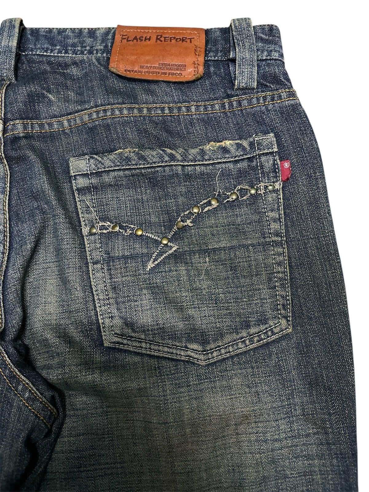 Japanese Brand Flare💥Distress Denim Mudwash Flash Report . Size US 36 / EU 52 - 4 Thumbnail