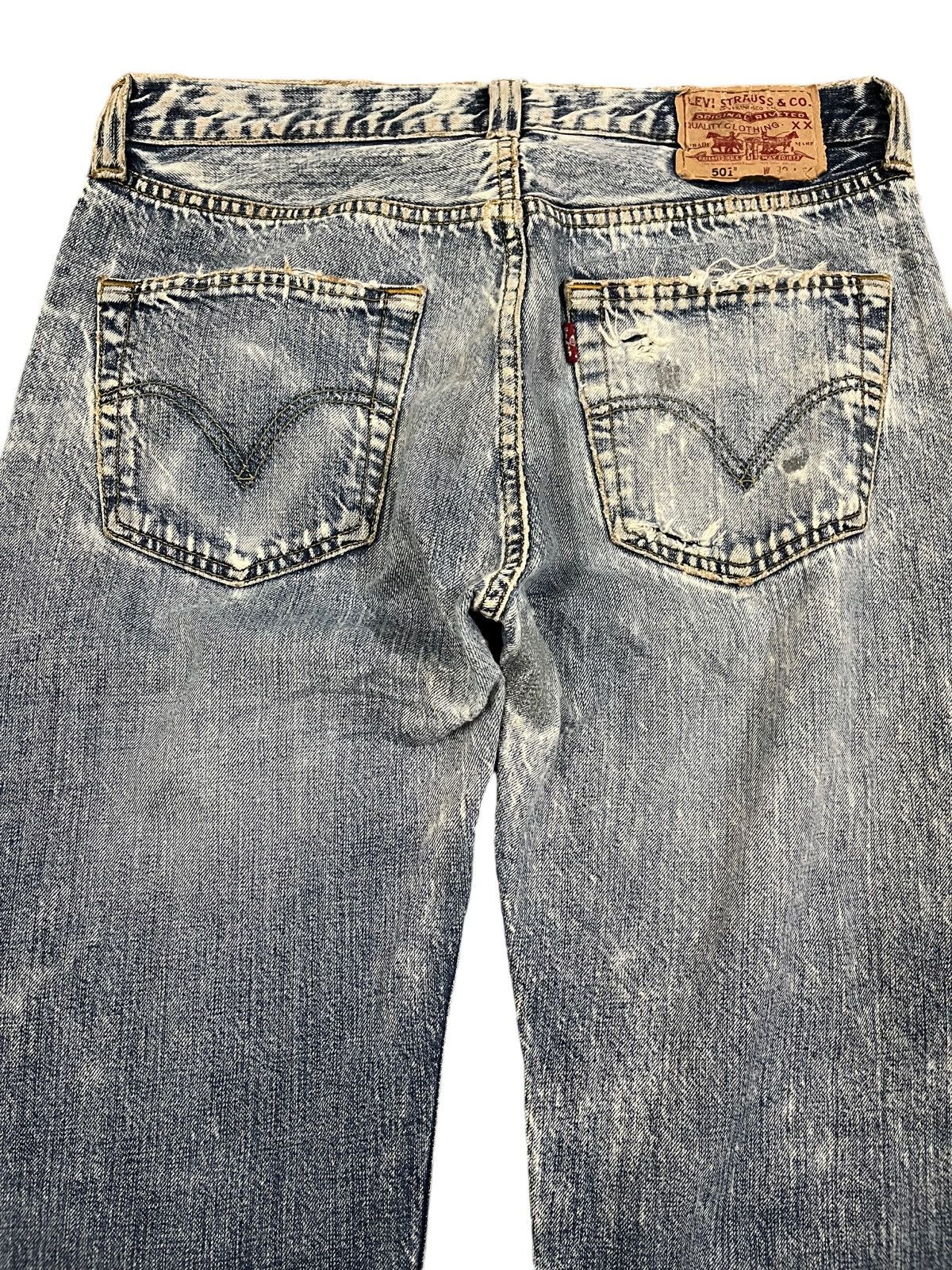 Vintage Levi’s 501 Whiskers Ripped Worn Look Denim
