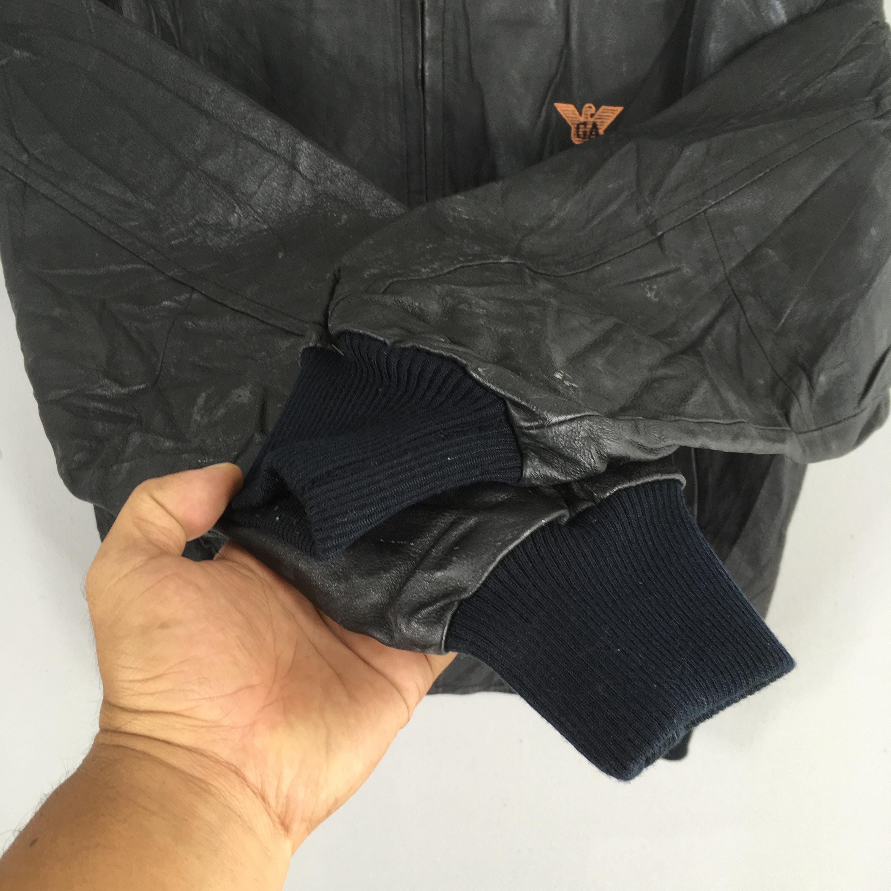 Armani 1990's GA Giorgio Armani Jeans Leather Black Jacket Large Size US L / EU 52-54 / 3 - 5 Thumbnail
