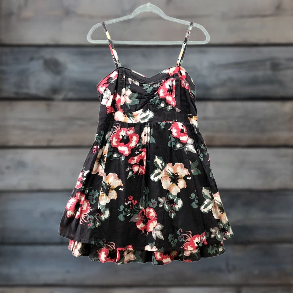 Vintage Ginger Cami Dress L Floral Sweetheart A-Line Sundress Gray Womens Size L / US 10 / IT 46 - 1 Thumbnail