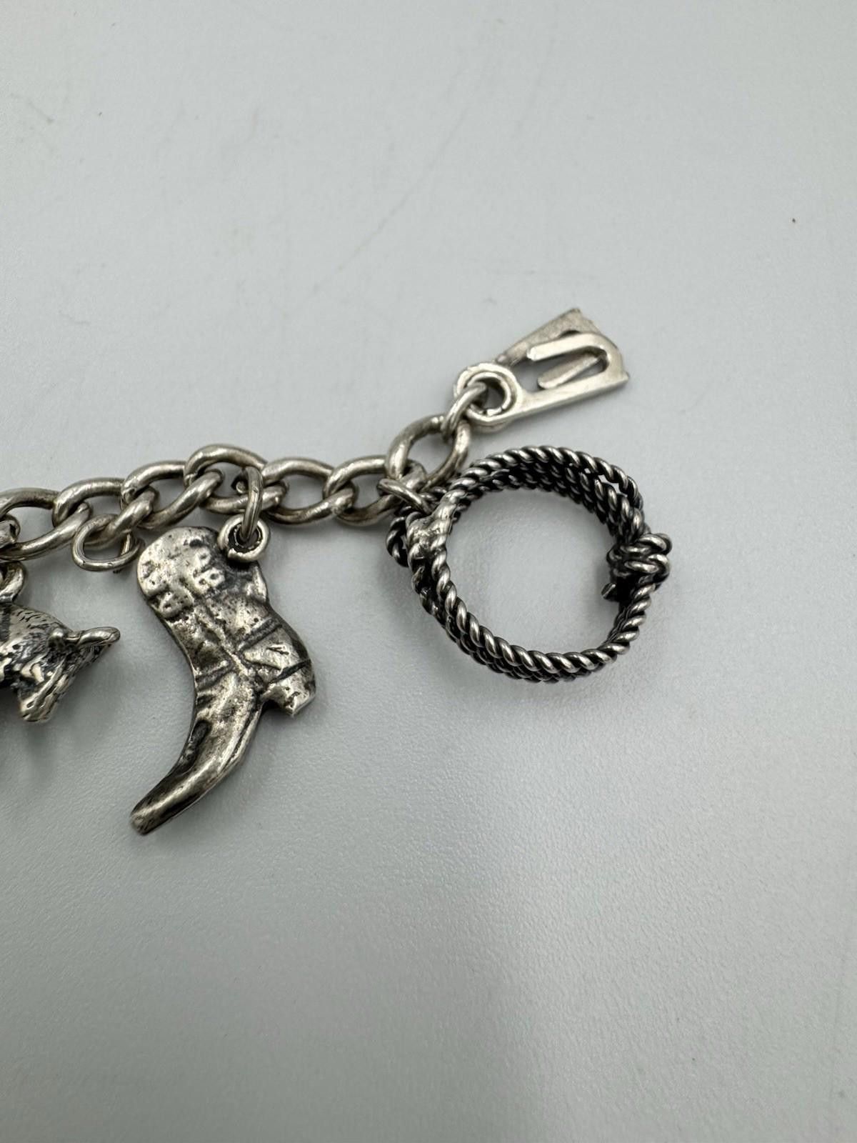 The Unbranded Brand Vintage Sterling Silver Charm Bracelet Southwestern Cowboy B Size ONE SIZE - 7 Thumbnail