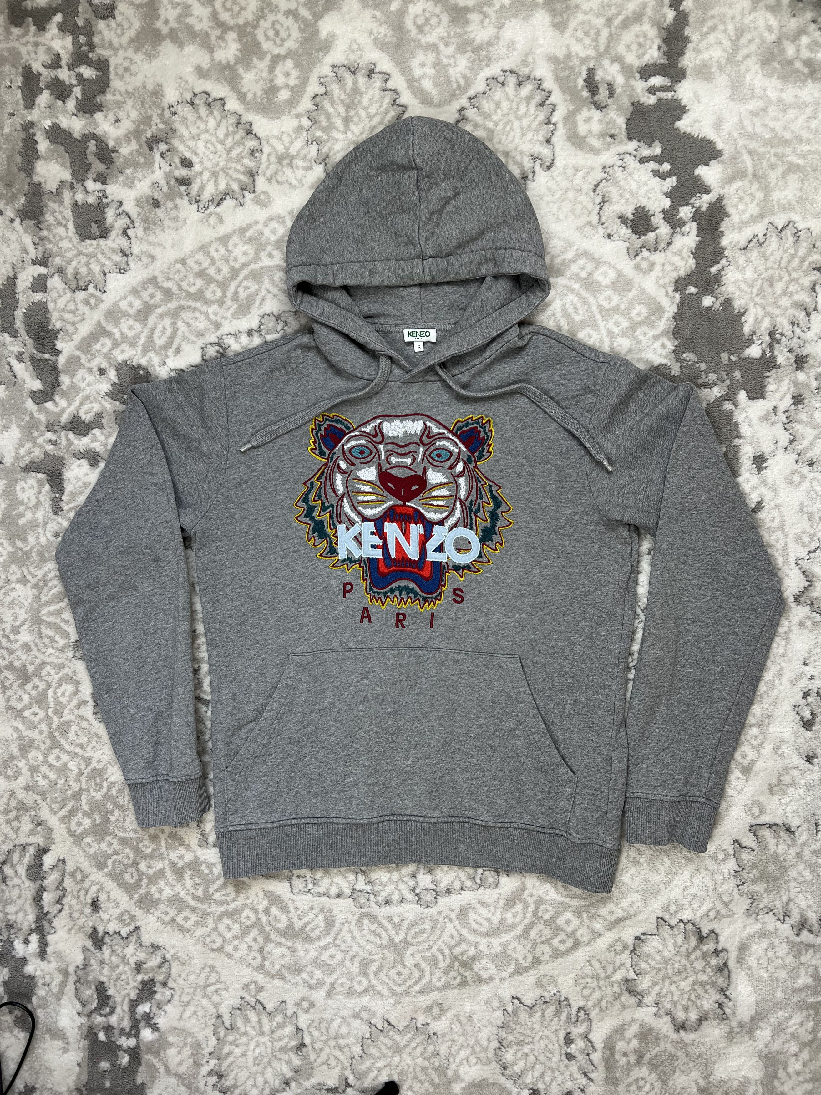Kenzo Kenzo Paris Tiger Embroidered Hoodie Grey S Size US S / EU 44-46 / 1 - 1 Thumbnail