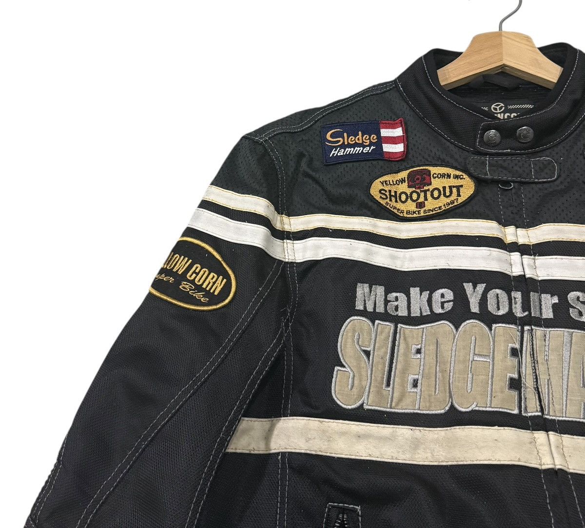 YELLOW CORN Vintage Yellowcorn Sledgehammer Moto Racing Padded Jacket Size US L / EU 52-54 / 3 - 5 Thumbnail