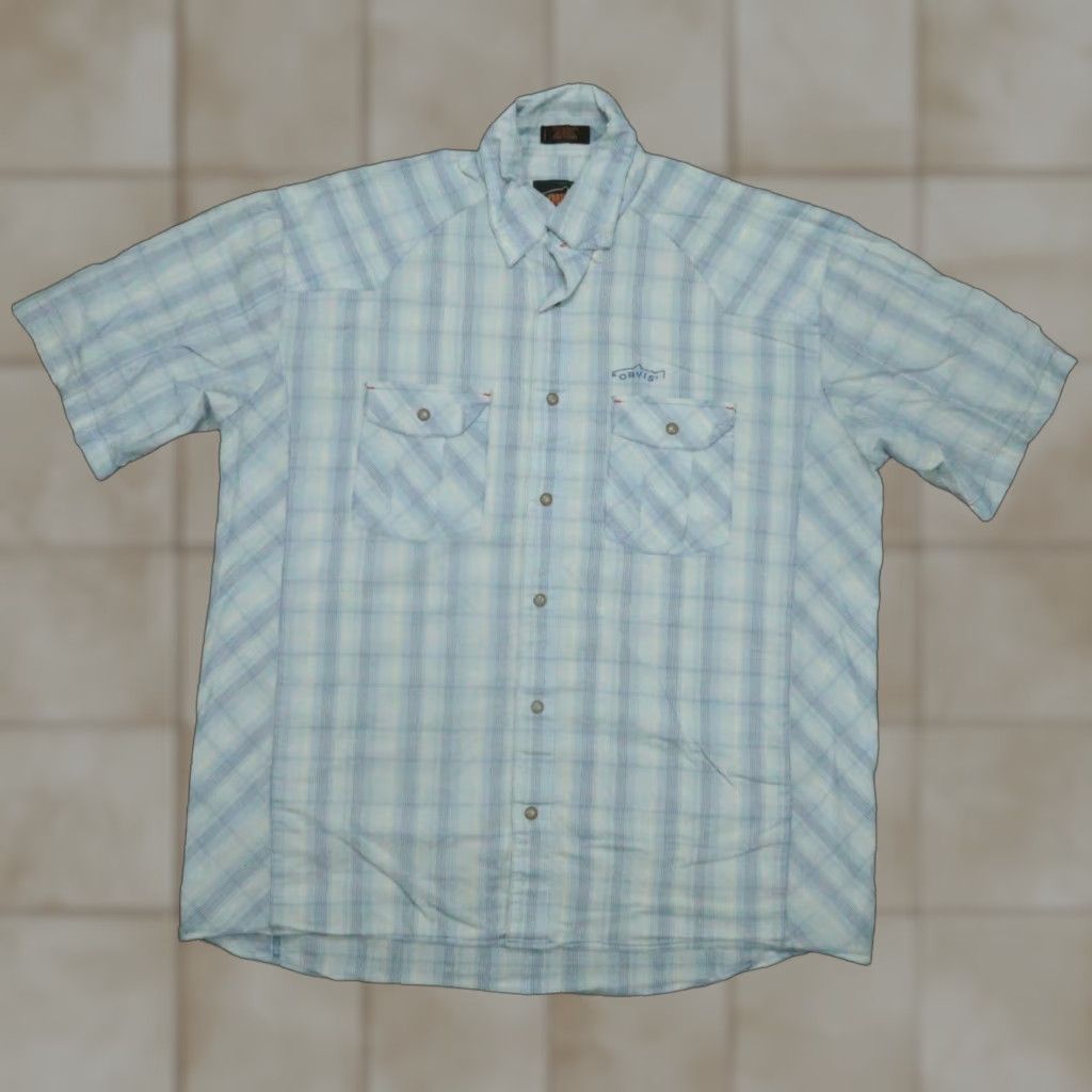 Orvis Orvis Shirt Men Large Blue Trout Bum Pearl Snap Short Sleeve Fishing Outdoors Button-Up Casual Workwear Travel Size US L / EU 52-54 / 3 - 1 Thumbnail