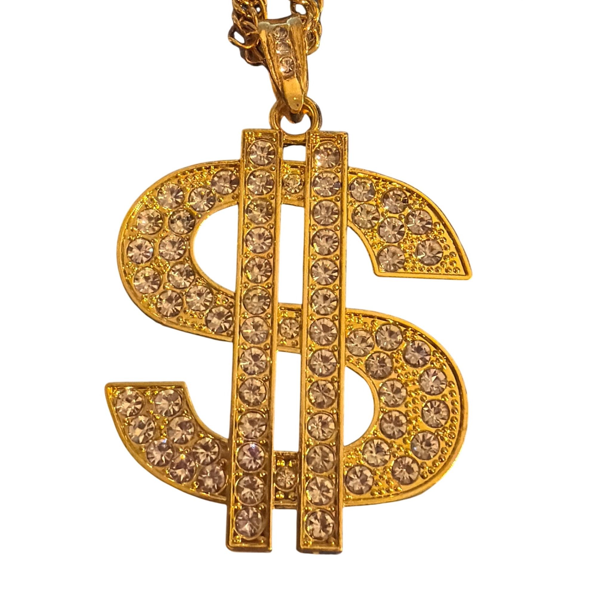 Other Gold Tone Dollar Sign Pendant Necklace Rhinestones Cosplay H Size ONE SIZE - 2 Thumbnail