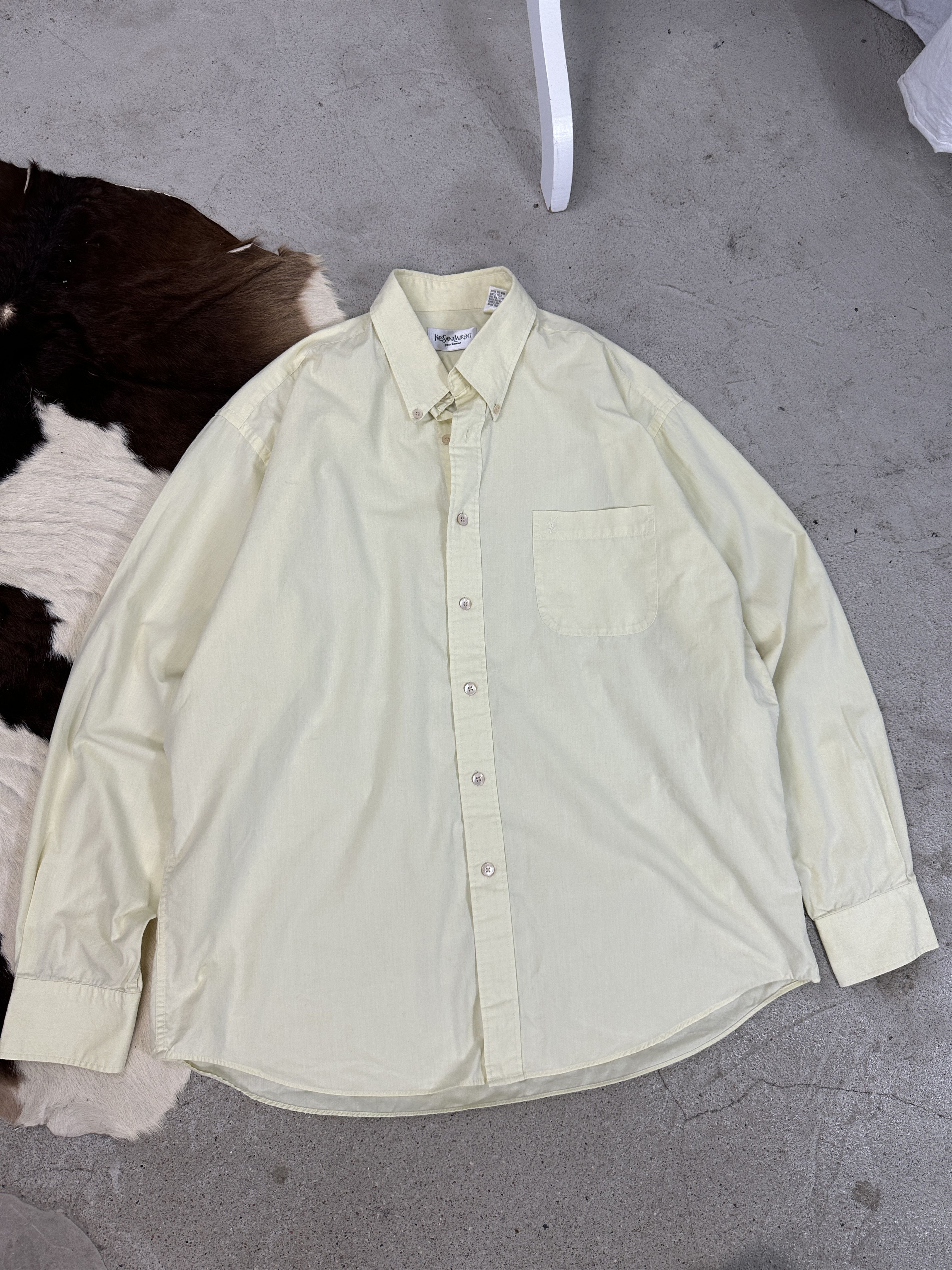 Vintage × Yves Saint Laurent Vintage Preppy Butter Yellow Yves Saint Laurent Shirt Size US XL / EU 56 / 4 - 1 Thumbnail