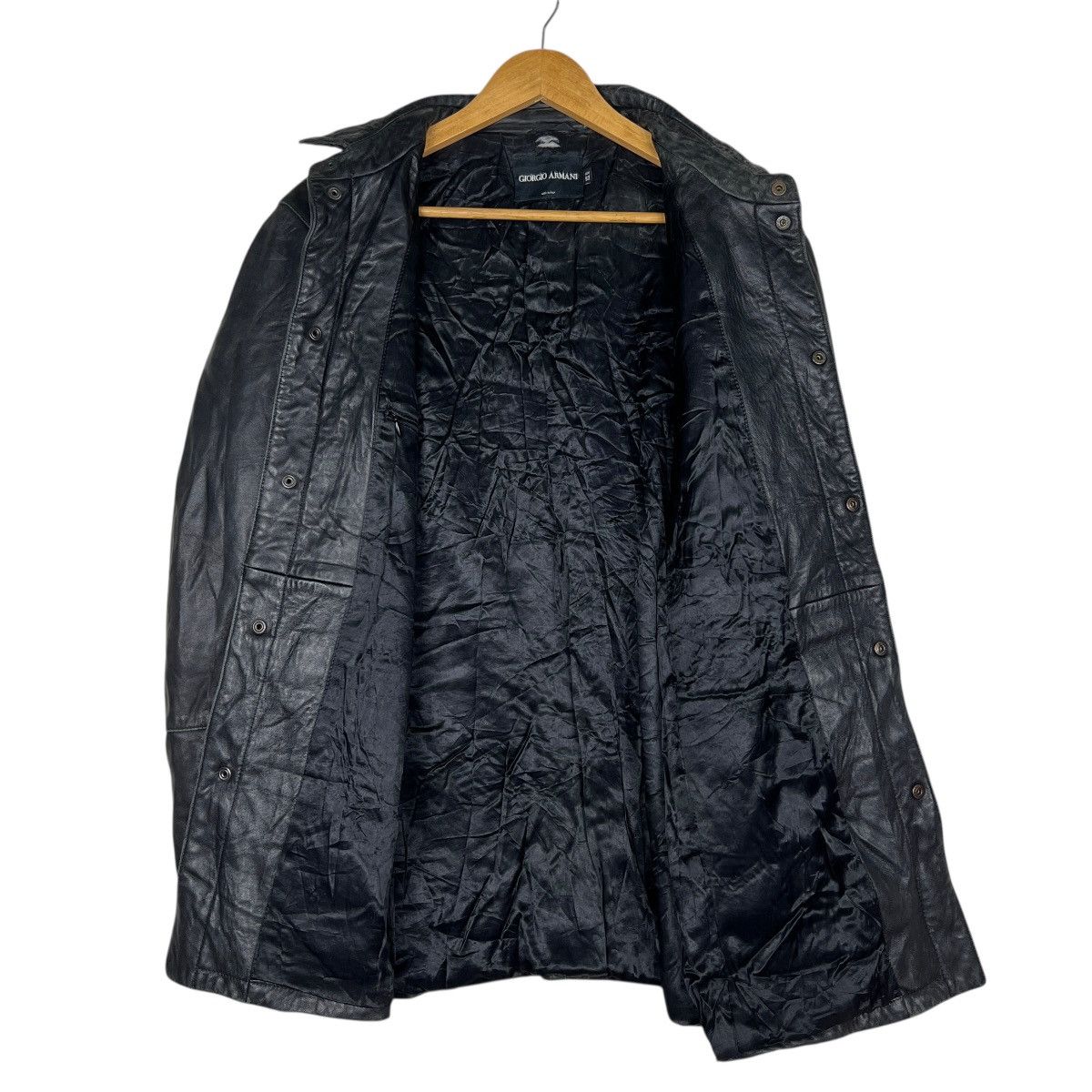 Giorgio Armani Vintage Giorgio Armani Leather Snap Button Jacket Size US L / EU 52-54 / 3 - 12 Thumbnail