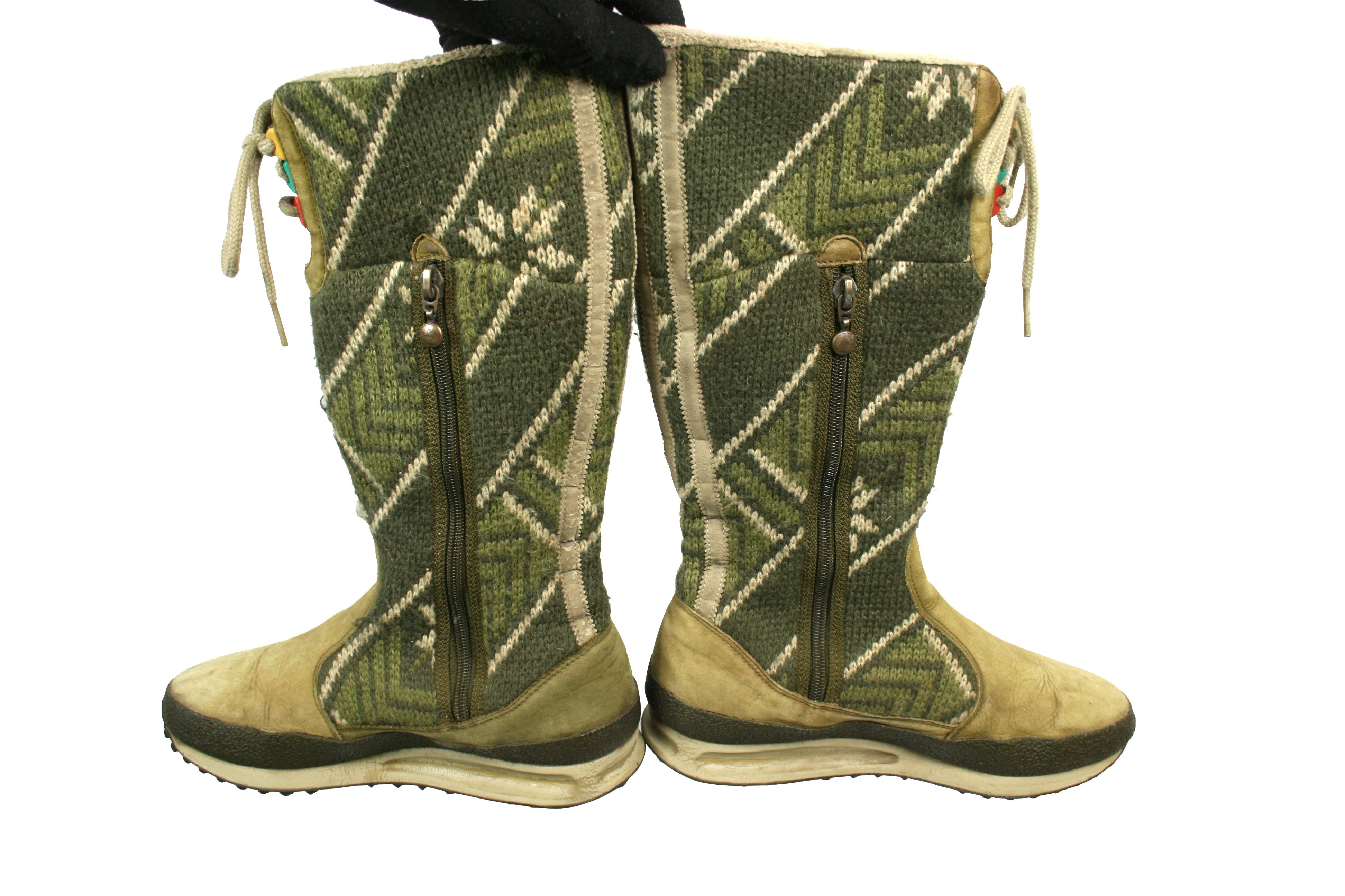 Adidas 2007 Arosa Y2K High Fair Isle Wool Knit Boots Vintage Size US 7 / IT 37 - 10 Thumbnail