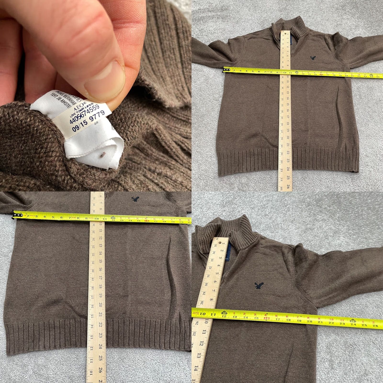 American Eagle Outfitters American Eagle Outfitters Mock Neck 1/2 Mens Medium Brown Cotton 1/4 Zip Knitted Pullover Sweater Size US M / EU 48-50 / 2 - 8 Thumbnail