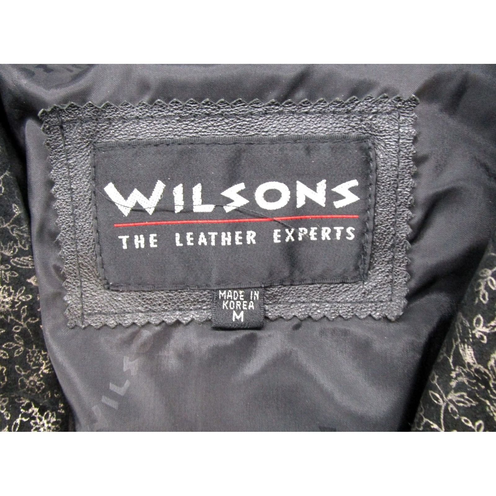 Wilson VINTAGE Wilson's Women's Black Leather Floral Jacket Coat Short Sleeve Button Closure Biker Size M Fall Spring Womens Size M / US 6-8 / IT 42-44 - 2 Thumbnail