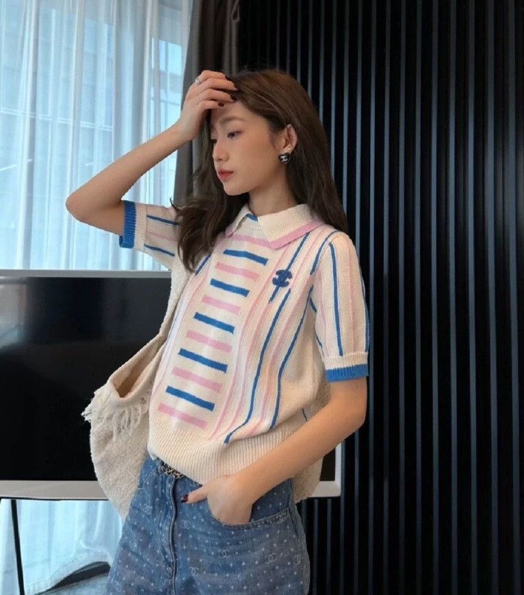 Chanel Chanel Beige striped logo embroidered cashmere lapel short- Size XXS / US 00 / IT 34 - 9 Thumbnail