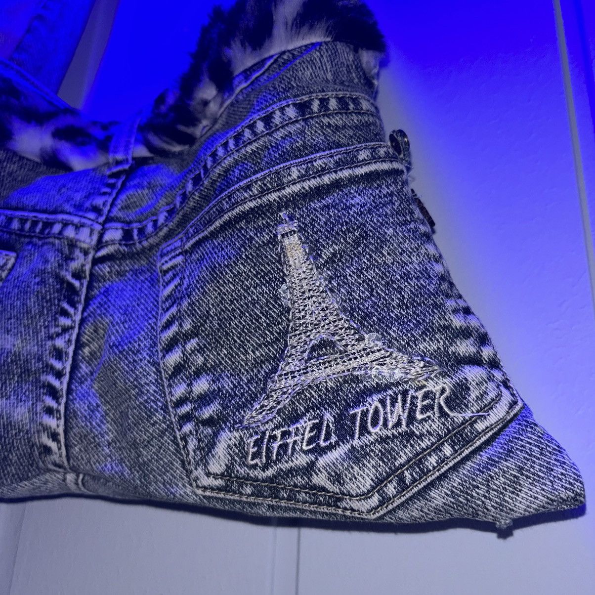 Handmade Handmade Vintage Denim Shoulder Bag Leopard Print Paris Size ONE SIZE - 7 Thumbnail
