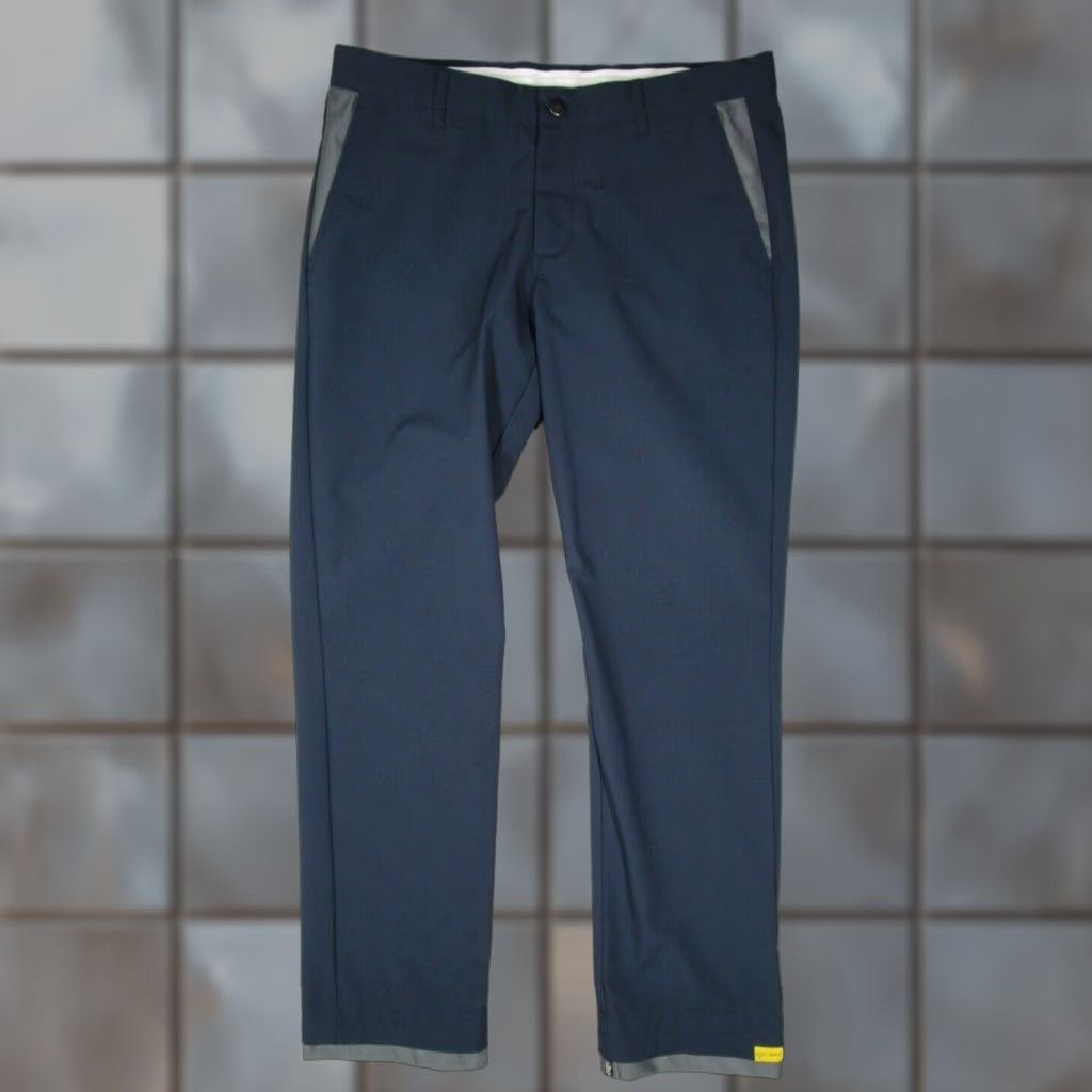 Vintage STATE APPAREL Men's Blue flat front COMPETITION pants 34x33 Zip 5-Pocket Chino polyester spandex Made in USA Vintage: No (adjusted not allowed). Size US 34 / EU 50 - 1 Thumbnail