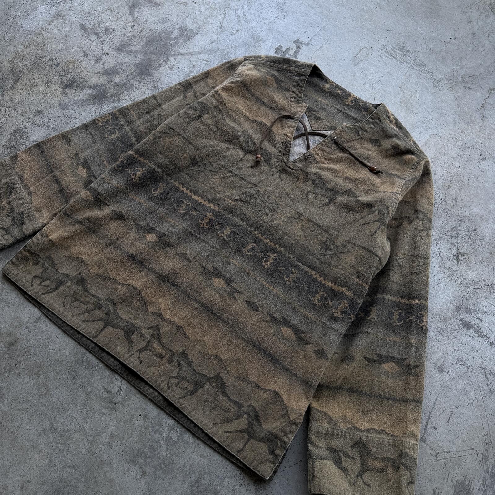 Other Vintage 70s Western Horse Aztec Print Henley Pullover M Size US M / EU 48-50 / 2 - 2 Thumbnail