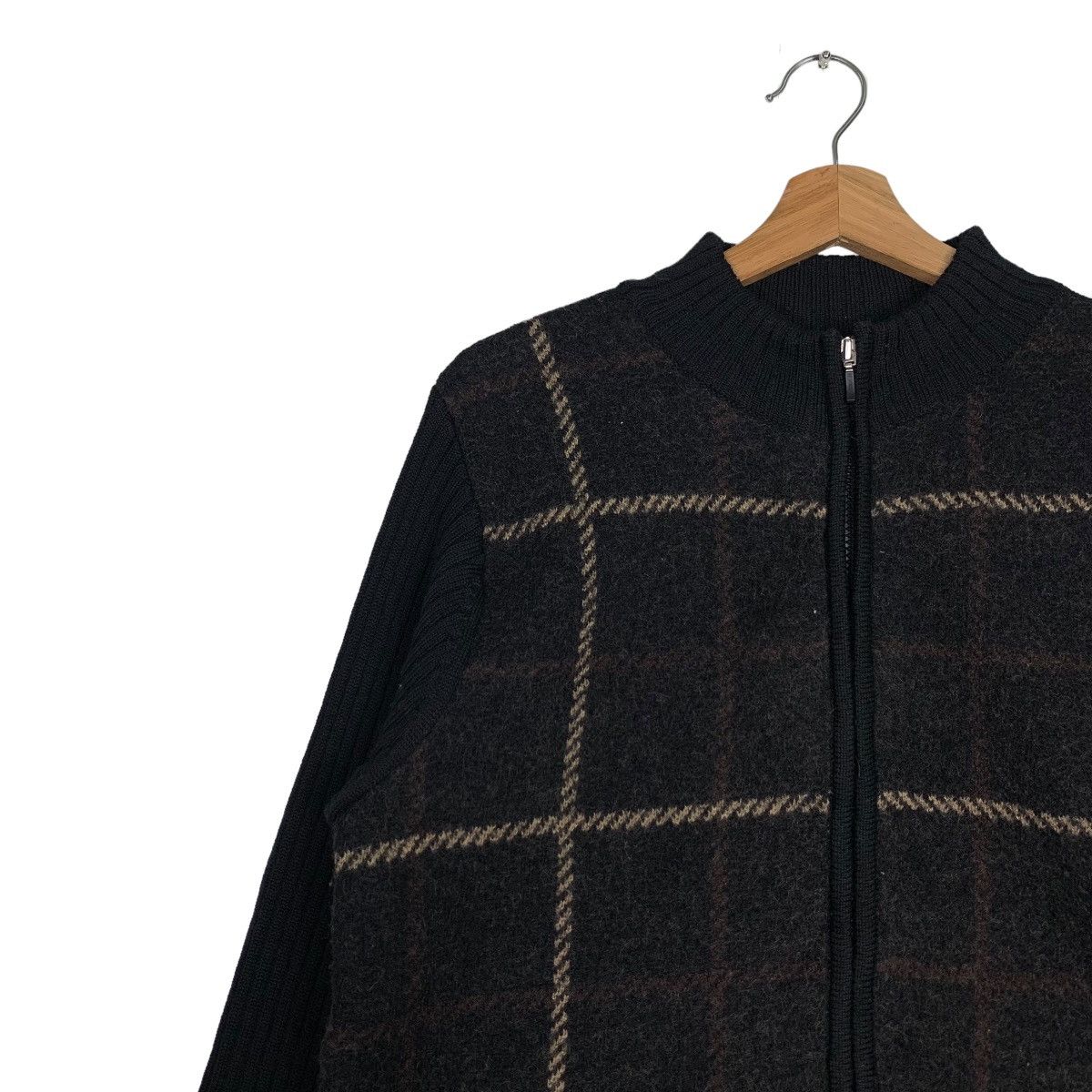 Japanese Brand GIVORS Checked Tartan Wool Jacket Knitted Sleeve #0099-C6 Size US L / EU 52-54 / 3 - 4 Thumbnail