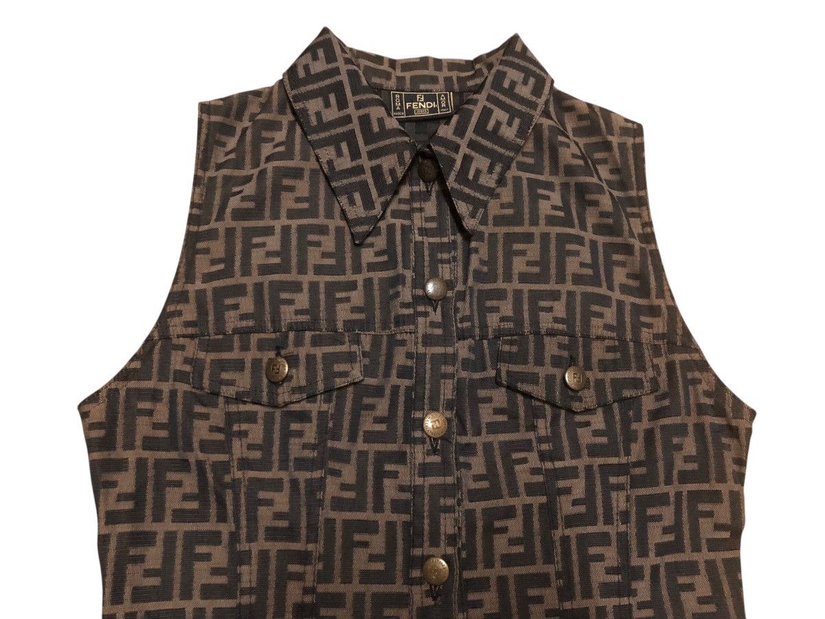 Fendi Vintage FENDI ROMA Zucca Brown Monogram Jeans Vest Jacket Size L / US 10 / IT 46 - 5 Thumbnail