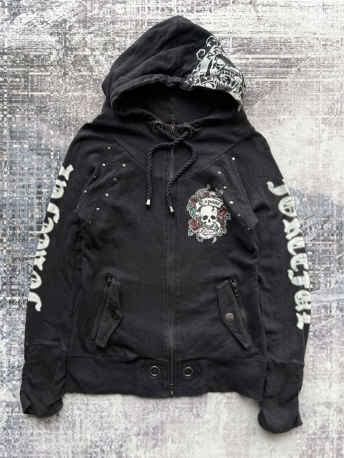 Dig Deep Y2K Dig Deep Punk Studed Skulls Hoodie Size US M / EU 48-50 / 2 - 1 Thumbnail