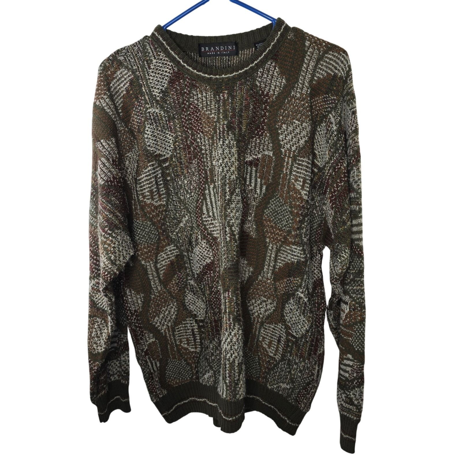 Brandini Brandini Green Brown Tan Wool Blend Sweater Italy Size Large Size US L / EU 52-54 / 3 - 1 Thumbnail