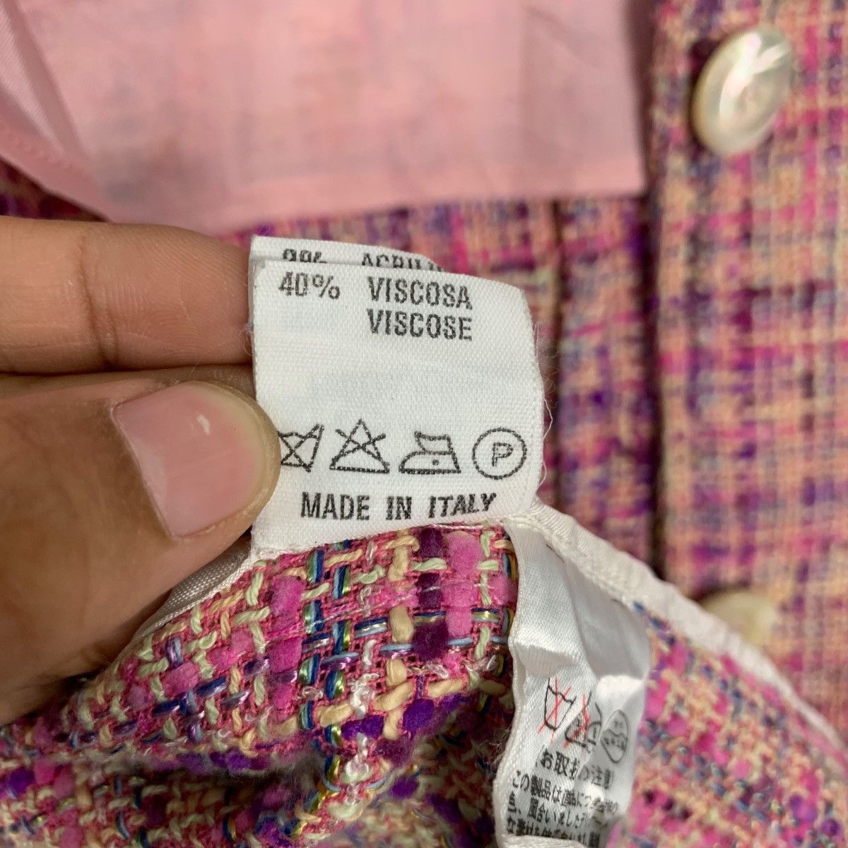 Vintage HERMILLE BOUTIQUE Pink Tweed Jacket #2747-C124 Size S / US 4 / IT 40 - 17 Thumbnail