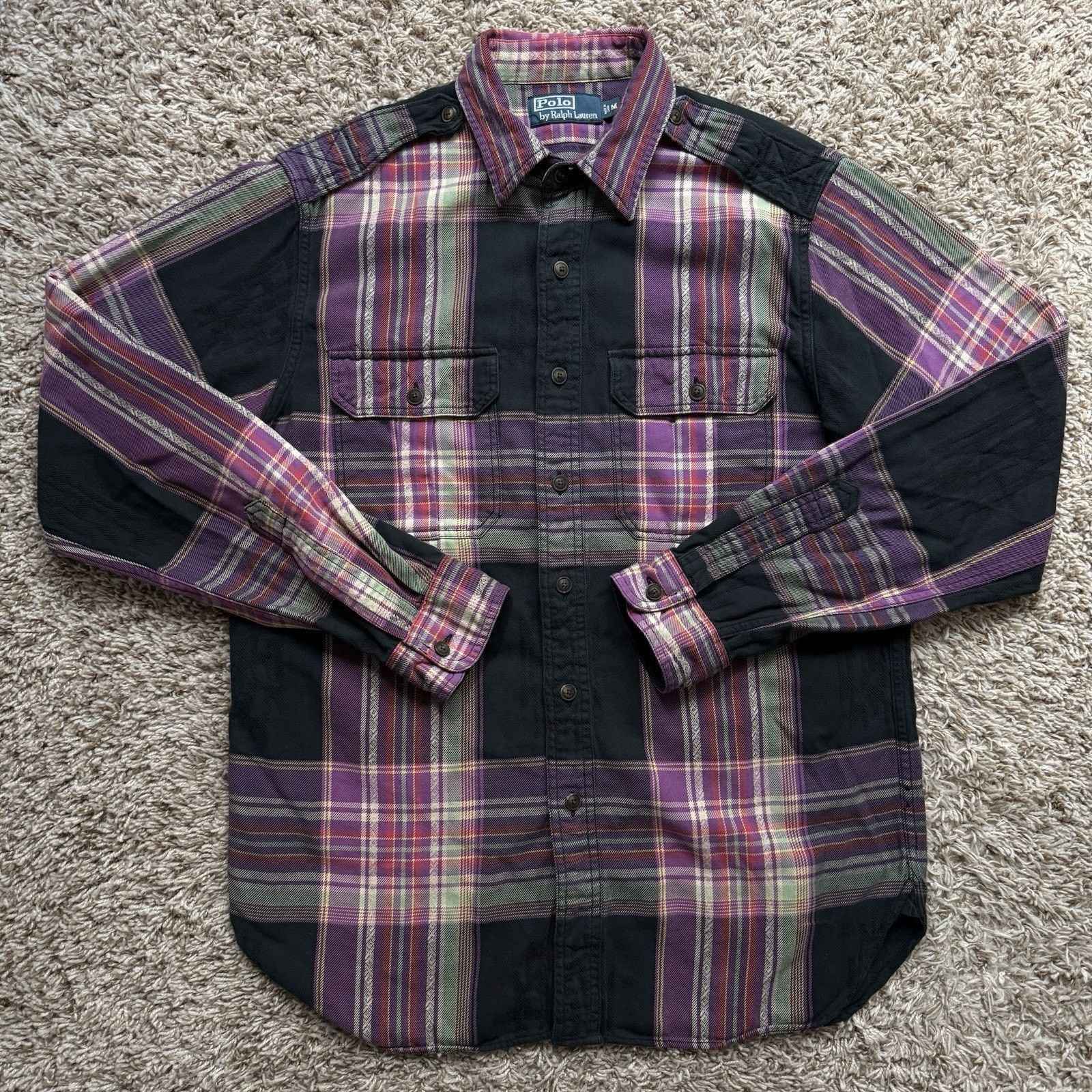 Polo Ralph Lauren × Ralph Lauren × Vintage Vintage Polo Ralph Lauren Aztec Plaid Shirt Purple Flannel Size US M / EU 48-50 / 2 - 1 Thumbnail