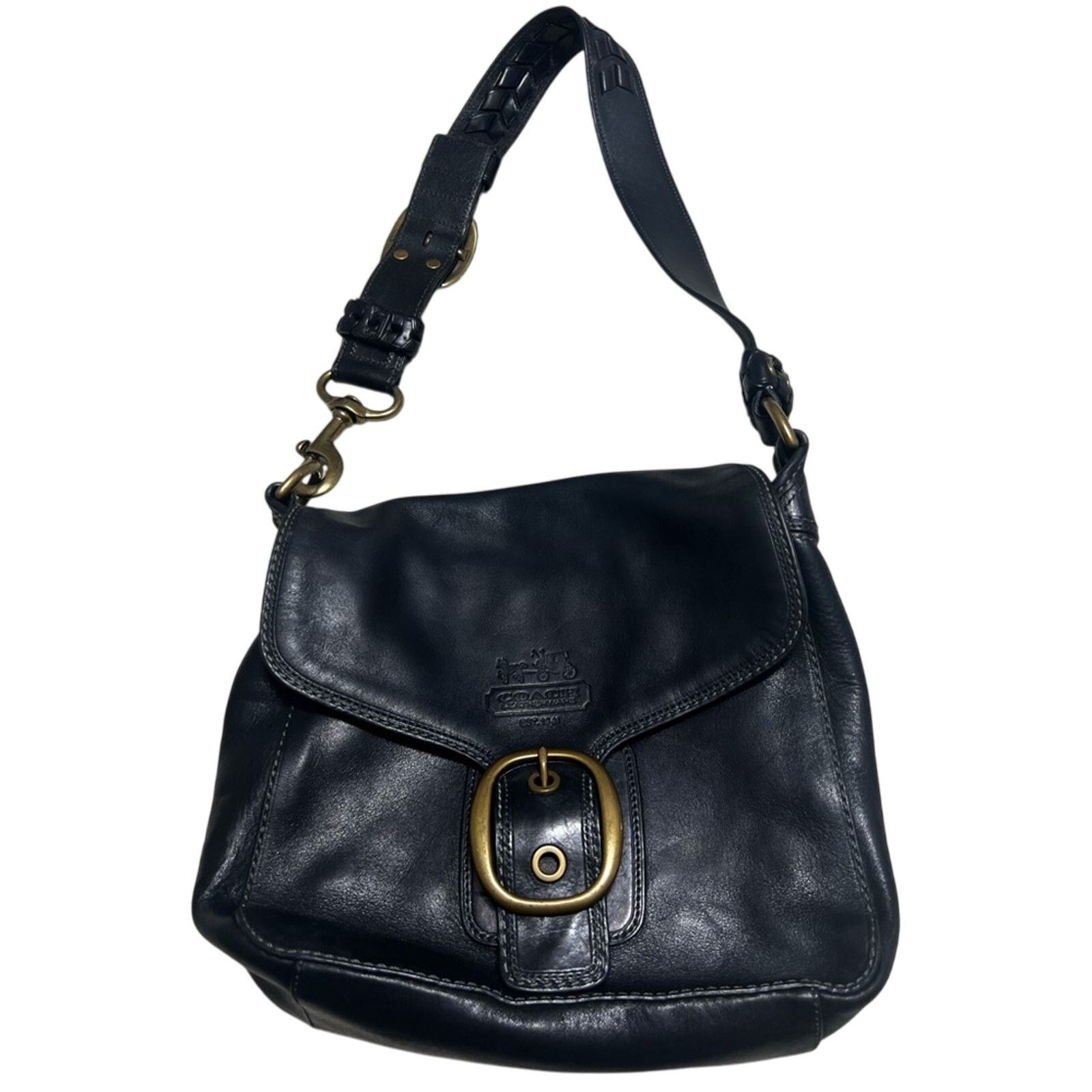 Coach 11419 Bleecker Legacy Tattersall Saddle Bag Leather in Black, Women's