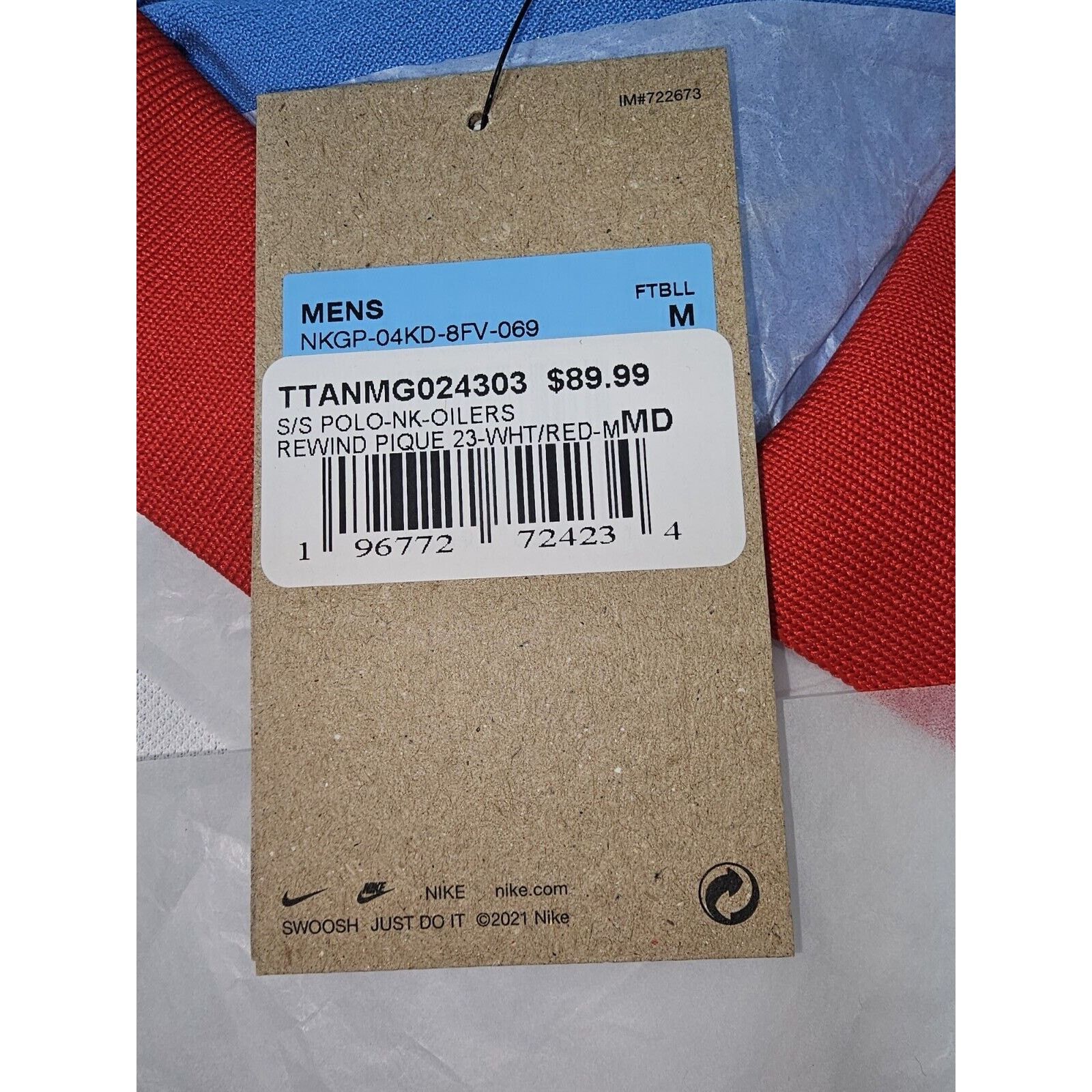 Nike Nike On Field Tennessee Titans Houston Oilers Men's Med NWT Size US M / EU 48-50 / 2 - 9 Thumbnail