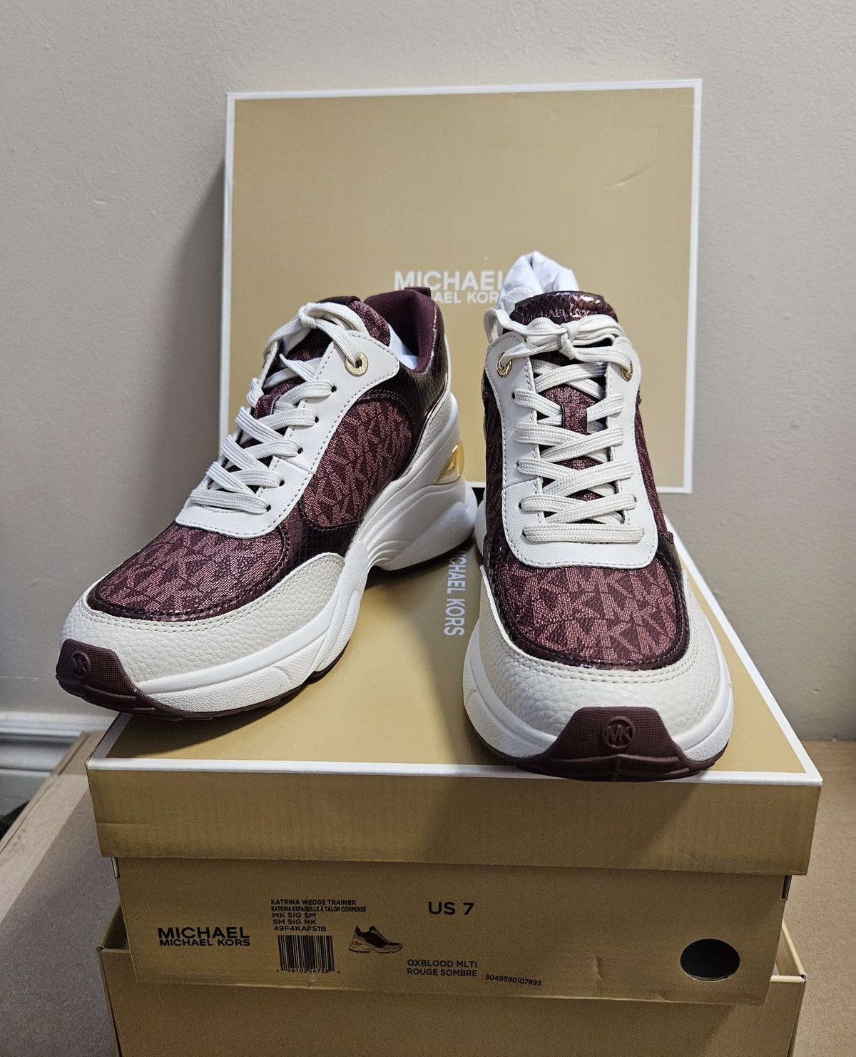 Michael Kors Katrina Signature Logo & Metallic Lizard Embossed Trainer MK Size US 7 / IT 37 - 3 Thumbnail