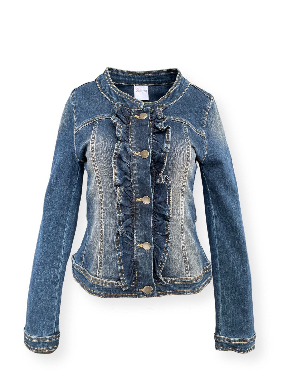 Red Valentino Ruffle Denim Jacket