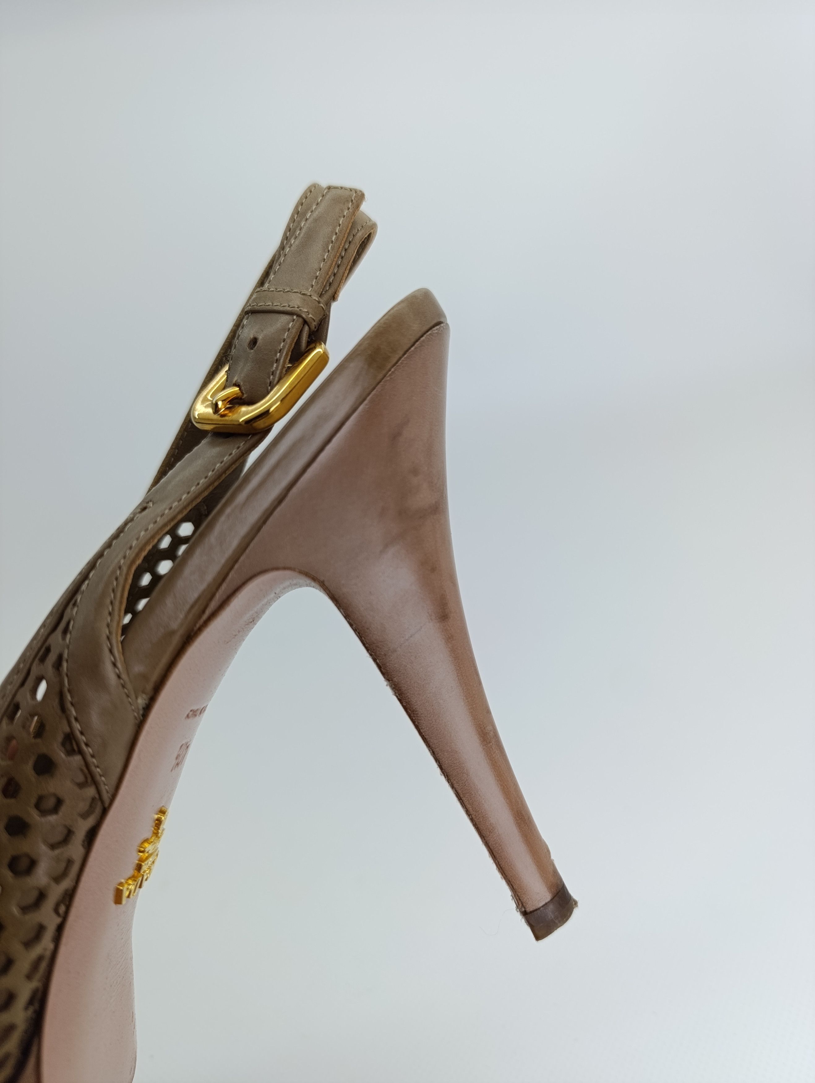Prada PRADA TORTILLA LEATHER LASER CUT SLINGBACK SANDALS Size US 10.5 / IT 40.5 - 8 Thumbnail