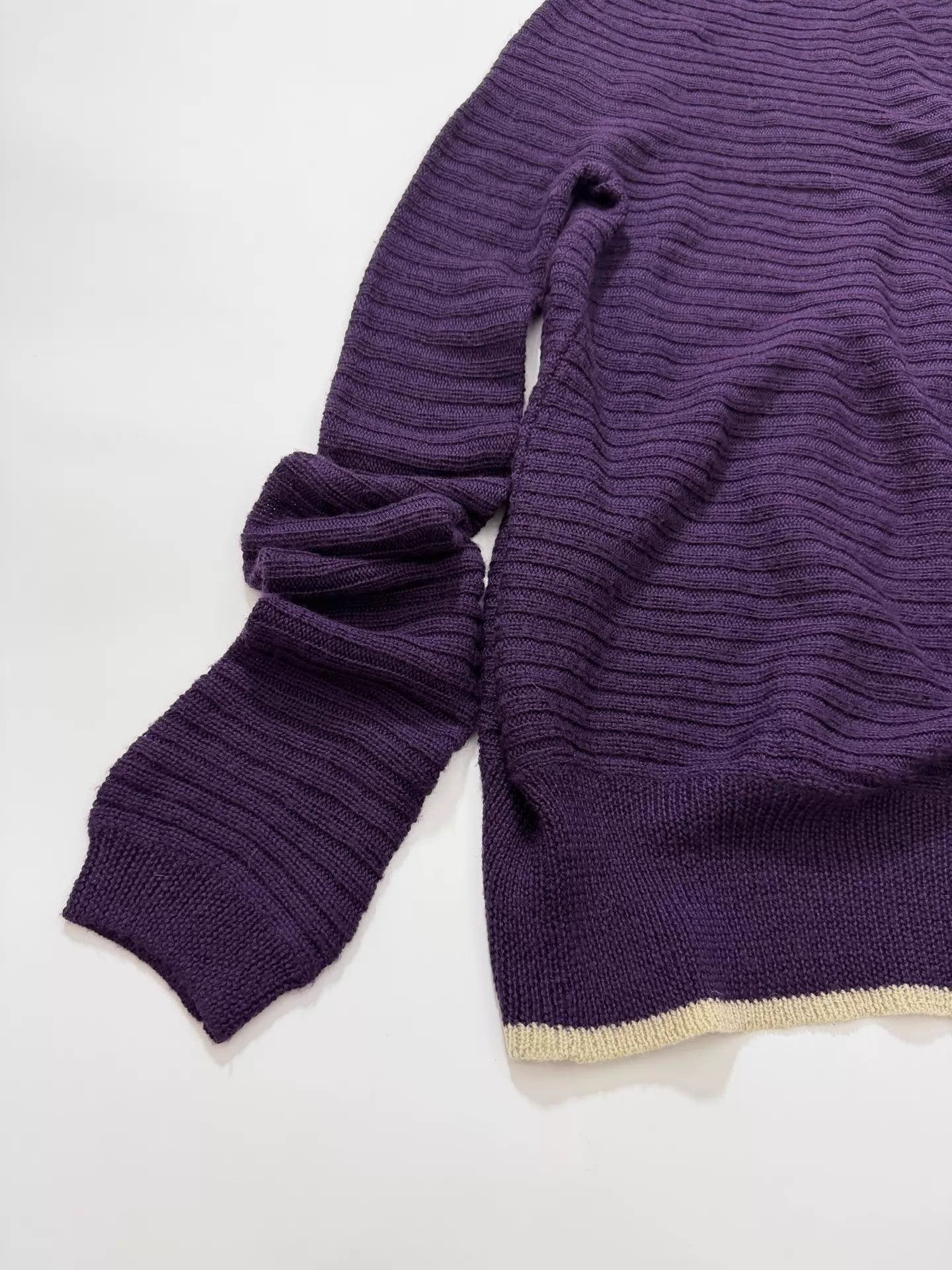 Y's Y's Grape Purple Stacked Neck/Cuff Knit Sweater Size 2 Size XS / US 0-2 / IT 36-38 - 9 Thumbnail