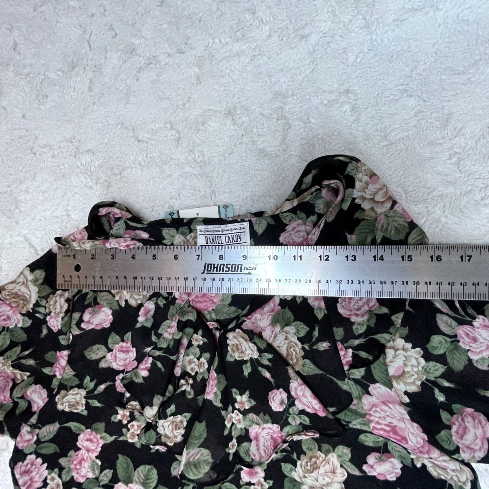 Pinko Daniel Caron Blouse Womens Floral Ruffle Top Shirt Medium Pink Black Boho Size M / US 6-8 / IT 42-44 - 3 Thumbnail