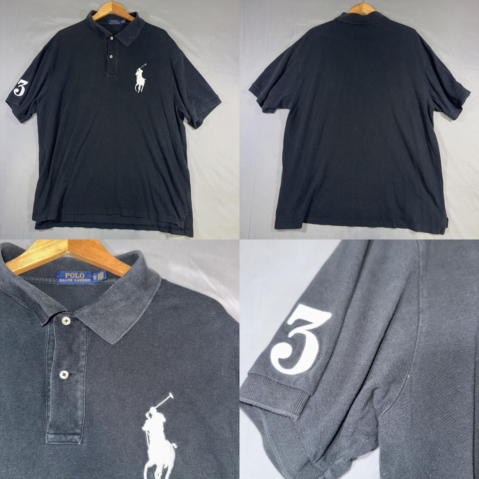 Polo Ralph Lauren Polo Ralph Lauren Polo Shirt Mens 2XB Navy Black Big Pony 3 Logo Short Sleeve Size US XXL / EU 58 / 5 - 8 Thumbnail
