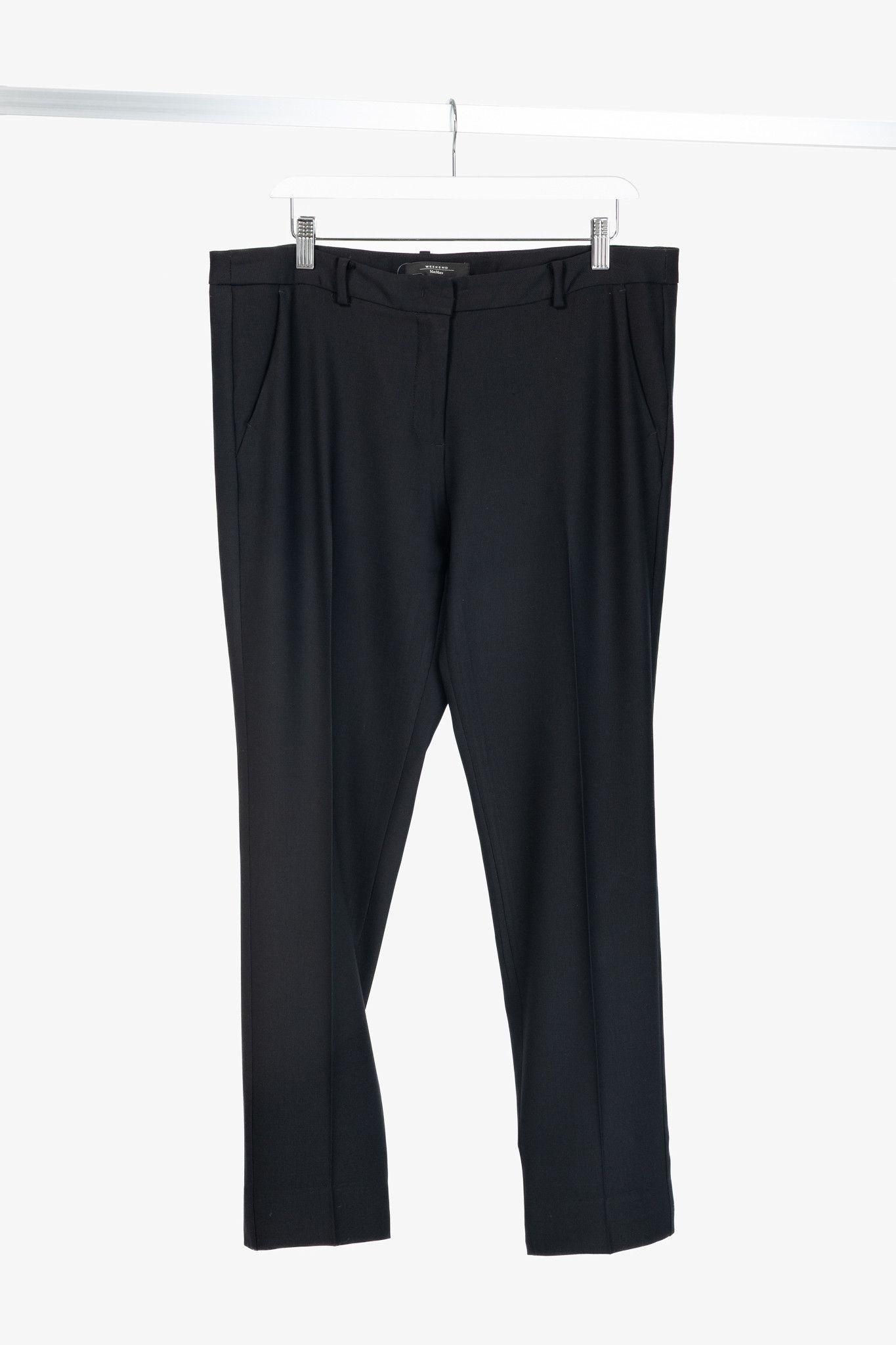 Weekend Max Mara Weekend Max Mara Cigarette Black Wool-Crepe Trousers Size 34" / US 12 / IT 48 - 1 Thumbnail