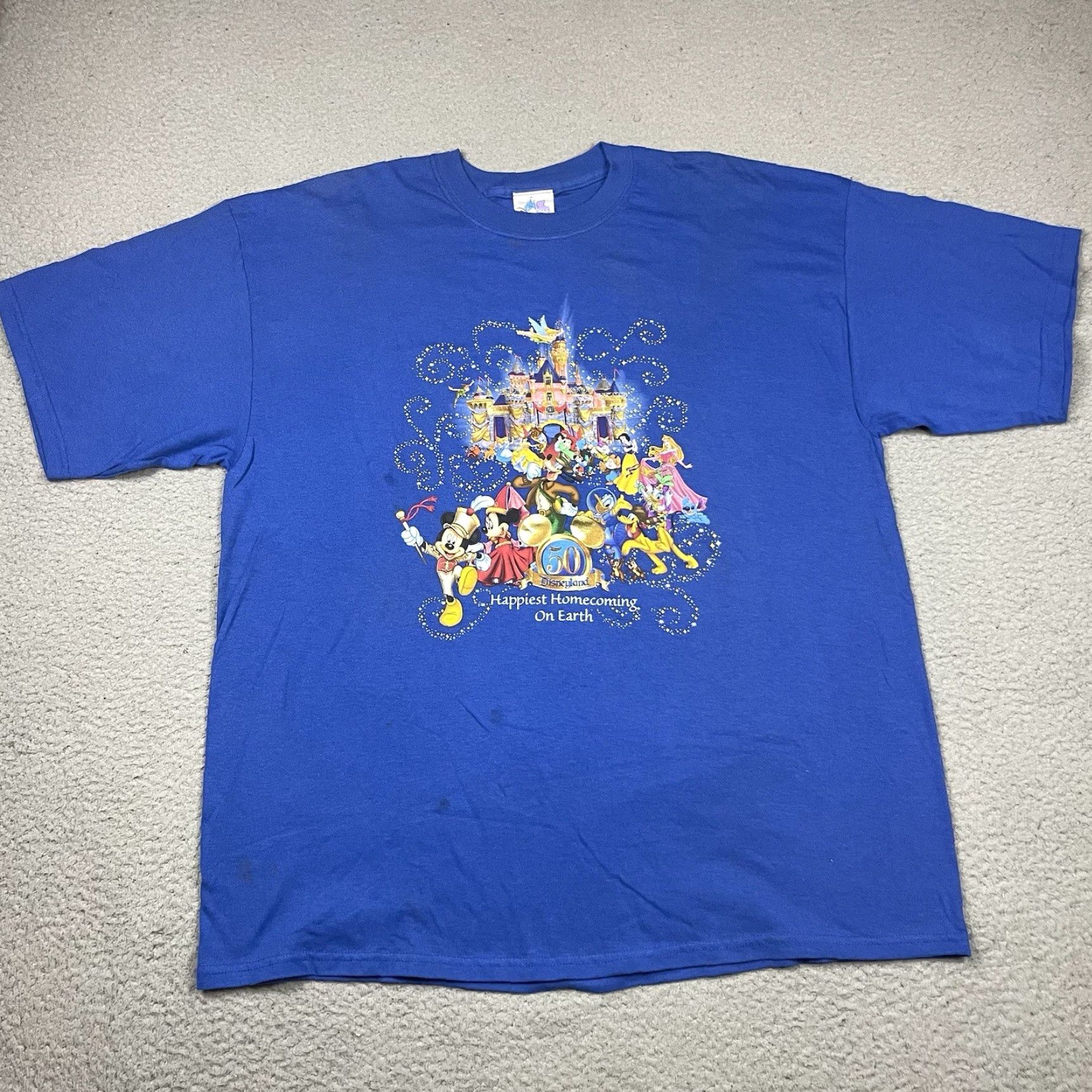 Disney VINTAGE Disney T-Shirt Men 2XL Blue Mickey Mouse 50th Anniversary Disneyland Resort Shirt Size US XXL / EU 58 / 5 - 2 Thumbnail