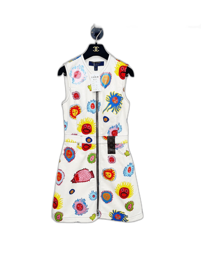 Louis Vuitton White Denim Floral Dress