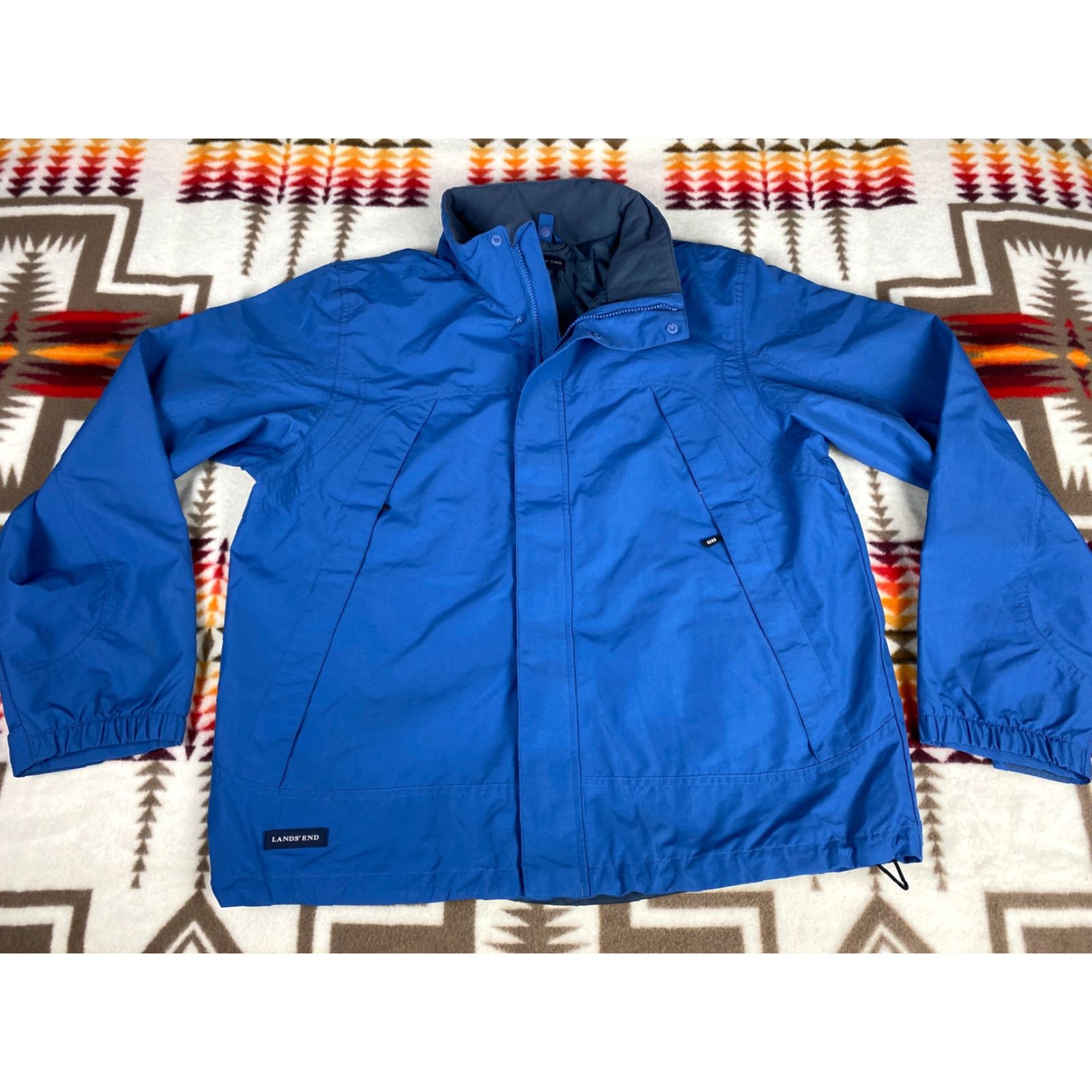 Lands' End VINTAGE Lands End Blue Mens Windbreaker Rain Jacket L Size US L / EU 52-54 / 3 - 3 Thumbnail