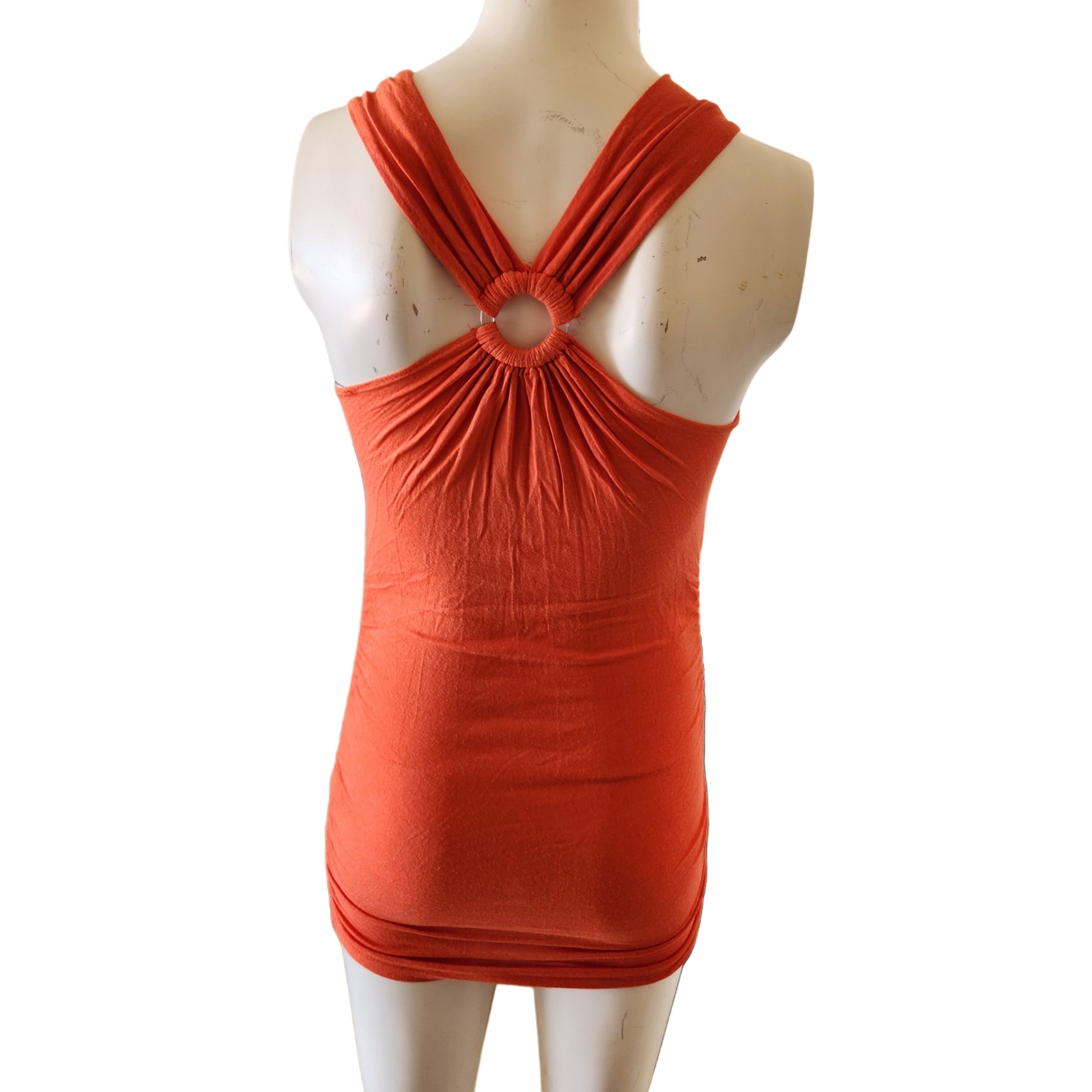 Vintage Y2K neon orange short dress bodycon sleeveless small Size S / US 4 / IT 40 - 1 Thumbnail