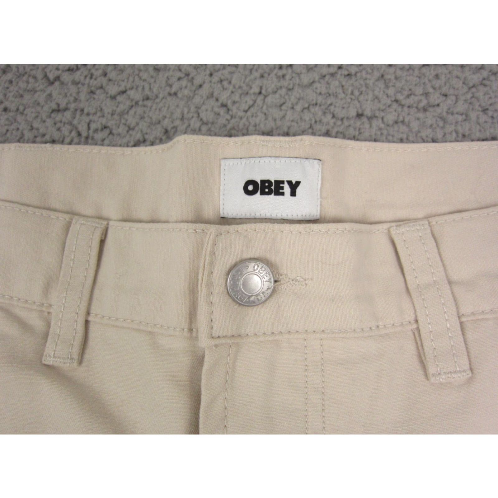 Obey OBEY Pants Women's 32 Beige Twill Carpenter Baggy 90s Style Front Straight Leg Casual Pants Mens? Size 24" / US 00 / IT 34 - 5 Thumbnail