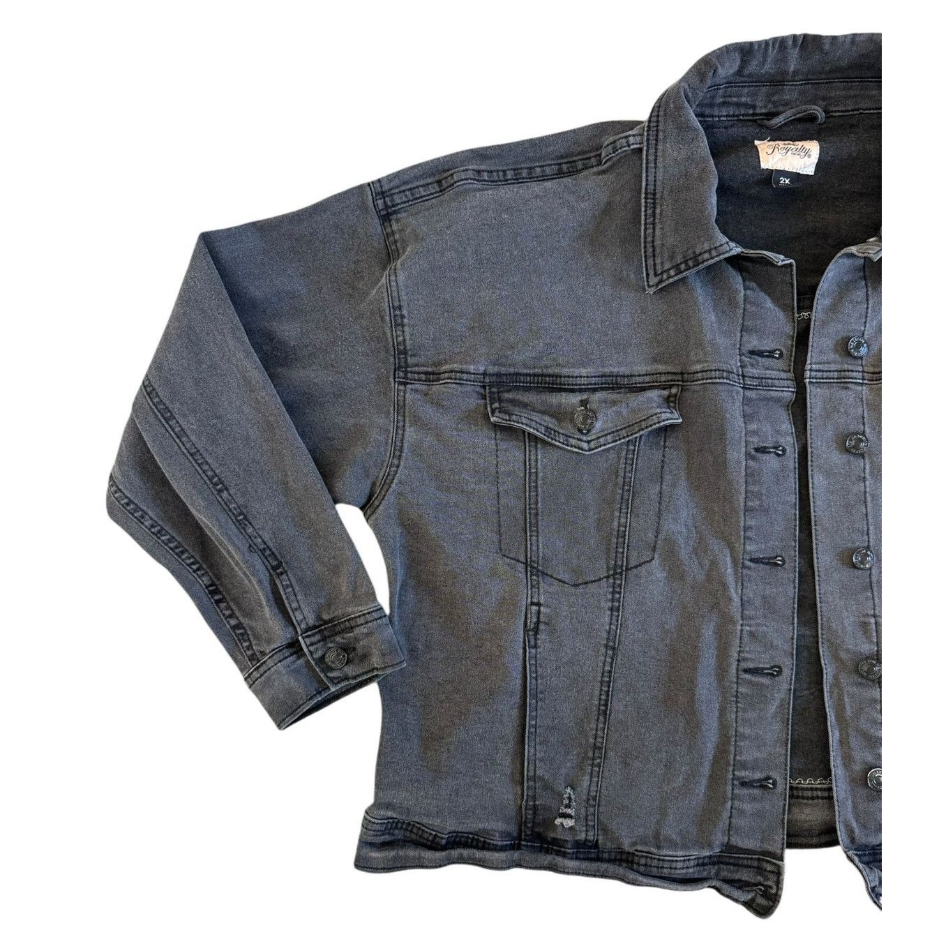 Led Zeppelin LED ZEPPELIN Upcycled Gray Denim Jacket Retro Vintage 2X Size XXL / US 16-18 / IT 52-54 - 5 Thumbnail