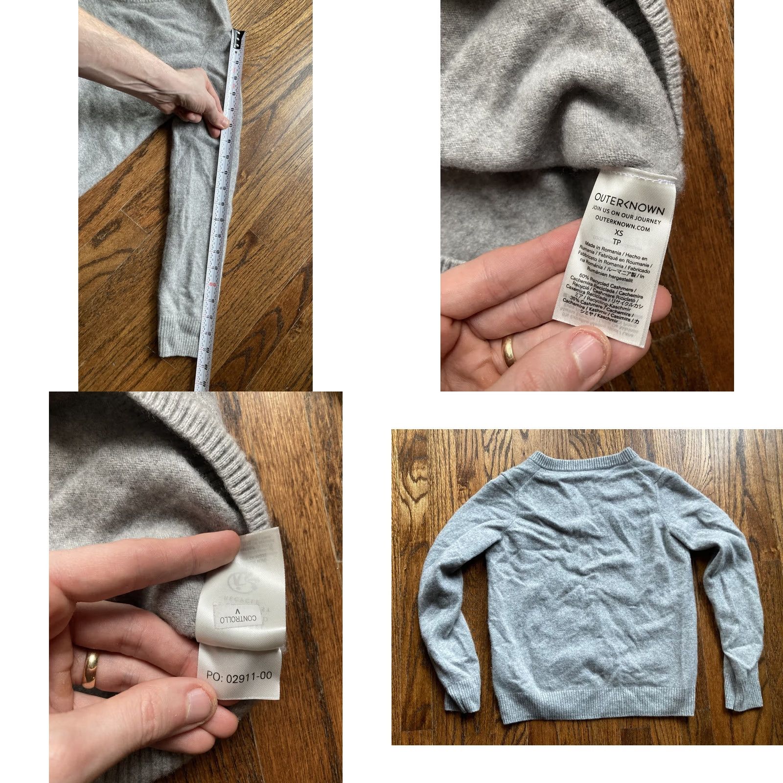 Outerknown VINTAGE OuterKnown Sweater Womens XS Gray V Neck Pullover Cashmere Knit Long Sleeve Casual Workwear - Womens XS Gray Cashmere Knit Pullover V-Neck Size XS / US 0-2 / IT 36-38 - 8 Thumbnail