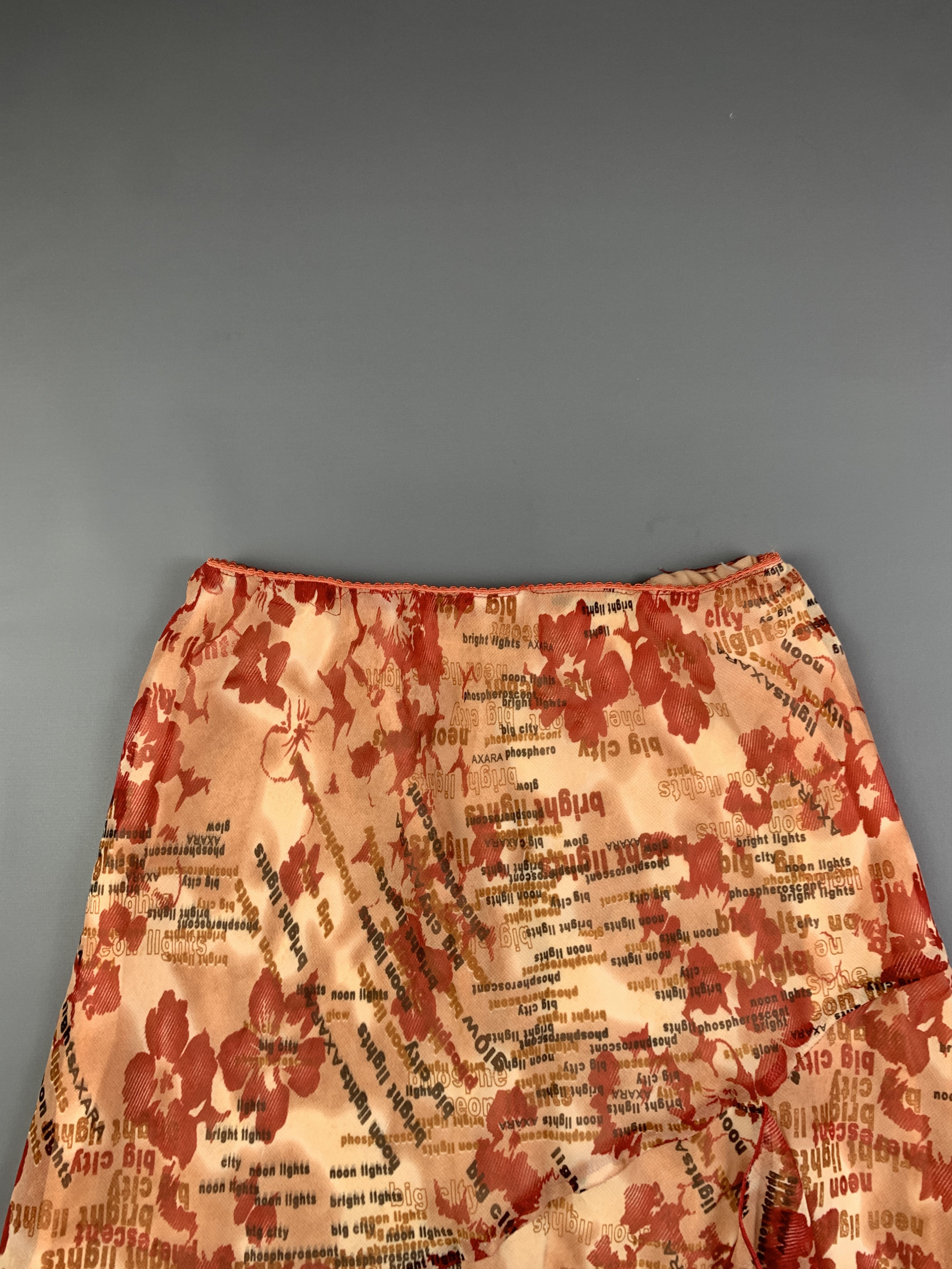 Japanese Brand MYdeGIRL Orange Words Ruffle Mesh Midi Skirt (26 to 29) Size 28" / US 6 / IT 42 - 5 Thumbnail