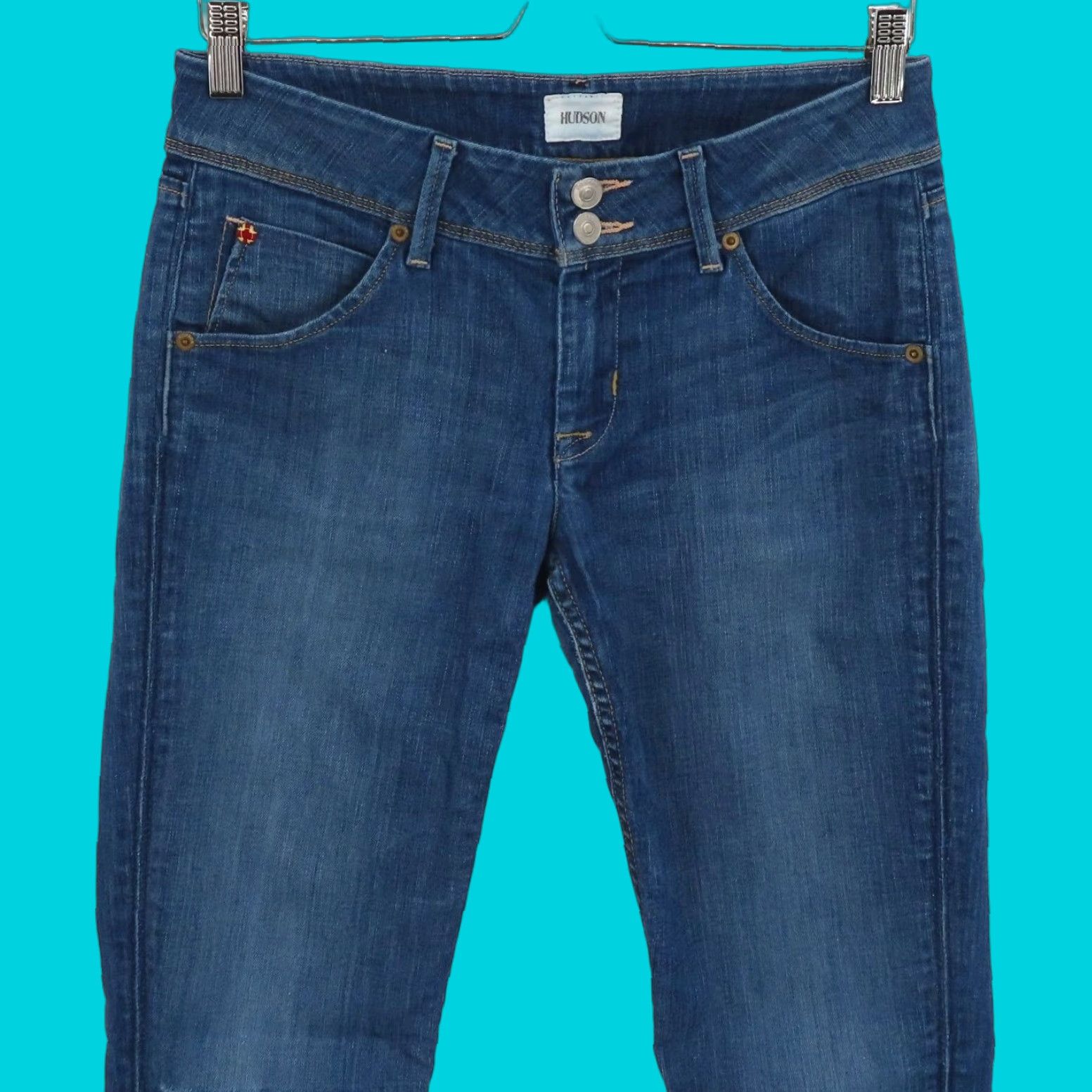 Hudson Jeans Womens Collin Skinny Denim Distressed Medium Wash Blue 27