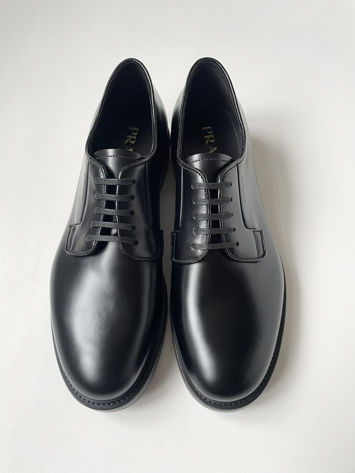 Prada Black Leather Derby Shoes Size US 9.5 / EU 42-43 - 4 Thumbnail